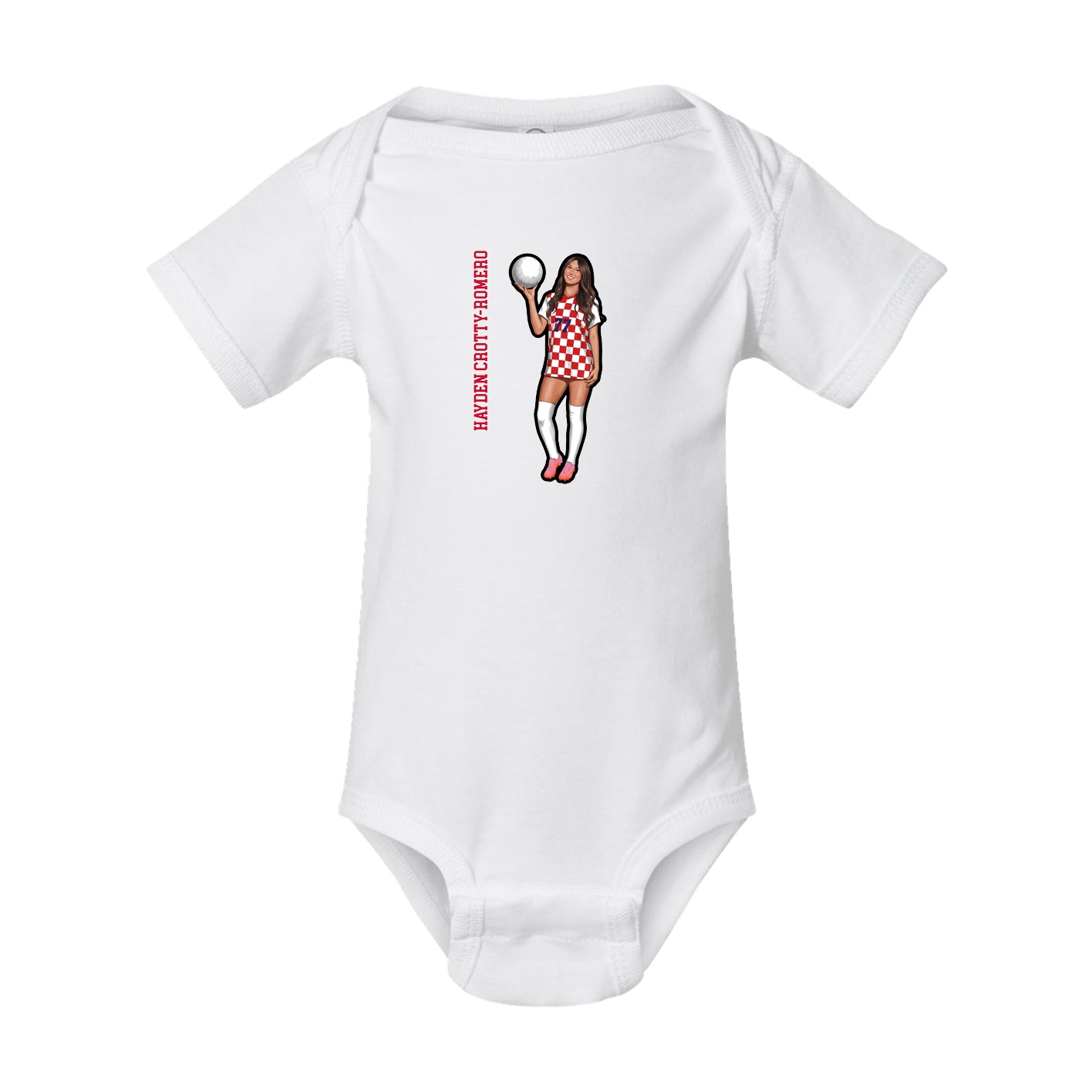 Baby Onesie — Name Vertical in White