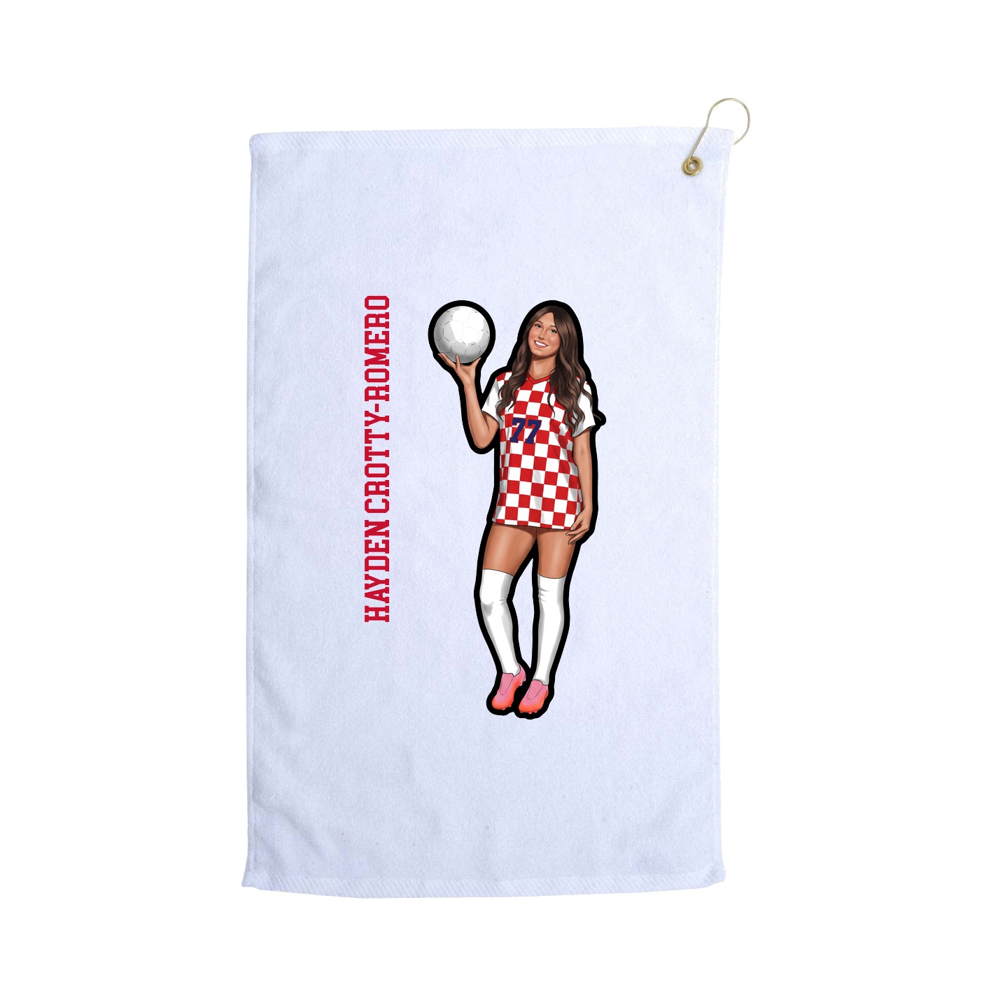 Golf Towel — Name Vertical in White