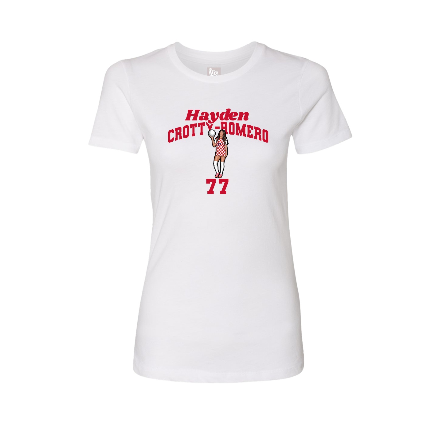 Fitted Women's Tee — Signature Arch in White
