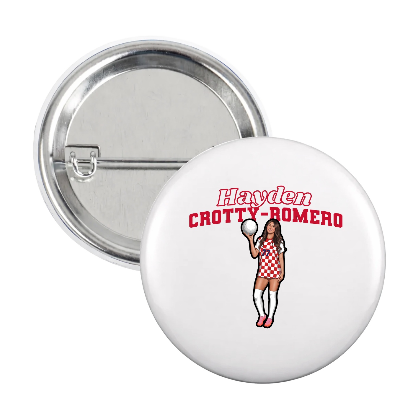 Game Day Button — Name Arch in White