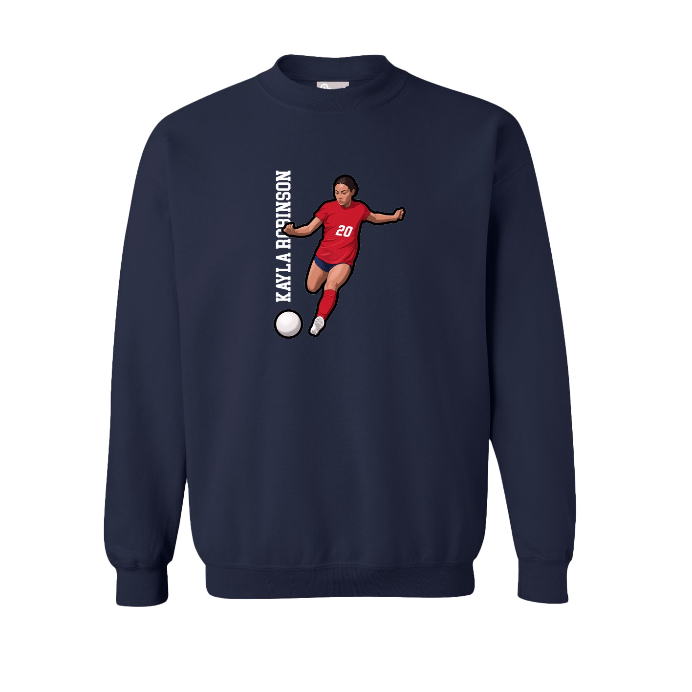 Fleece Crew — Name Vertical in Navy