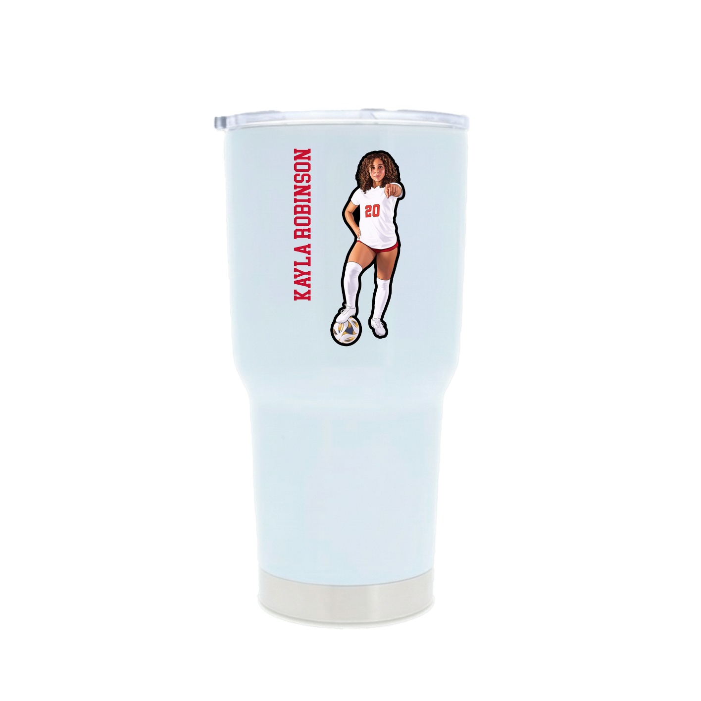 30oz Stainless Steel Tumbler — Name Vertical in White