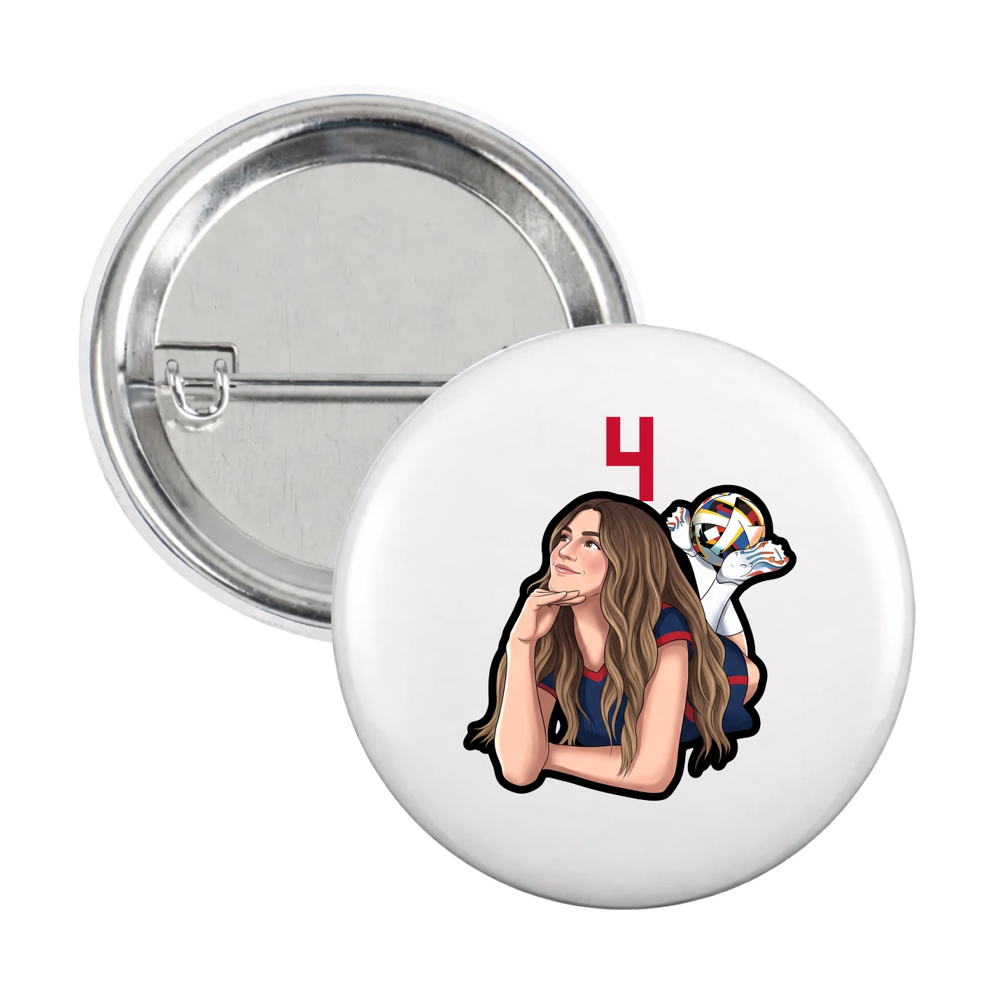 Game Day Button — Number Top in White