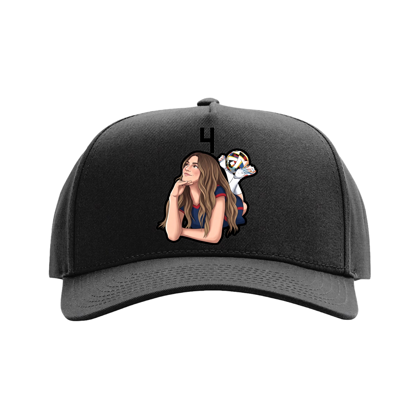 Full Fabric Five-Panel Champ Cap — Number Top in Black