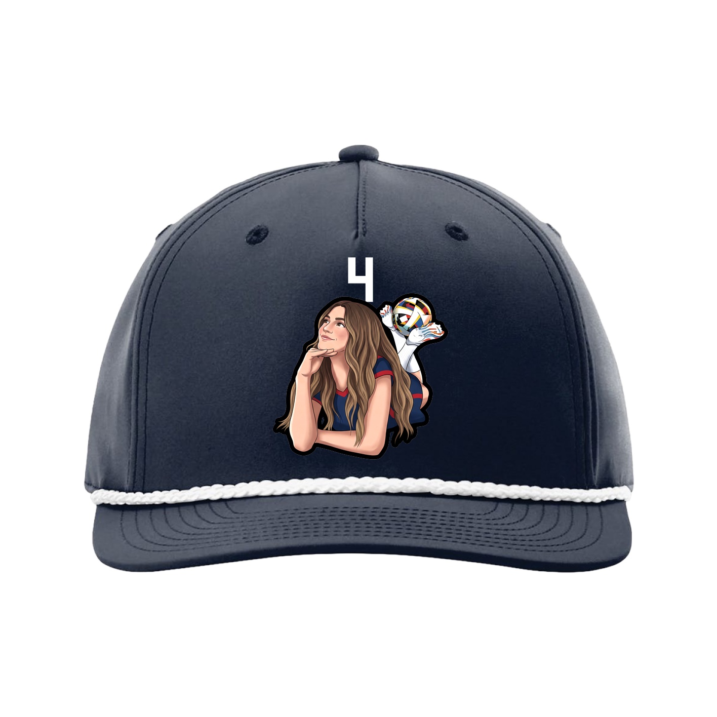 Five-Panel Classic Rope Cap — Number Top in Navy