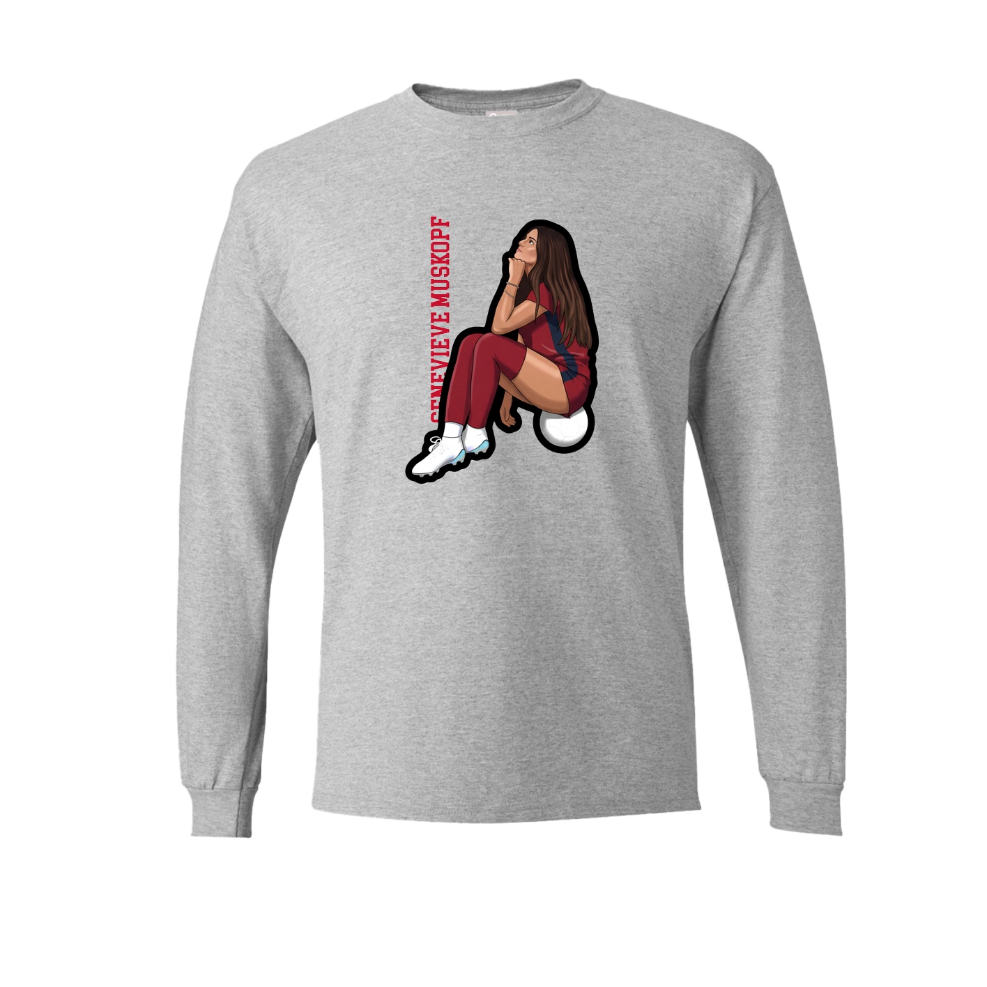 Long Sleeve Tee — Name Vertical in Grey