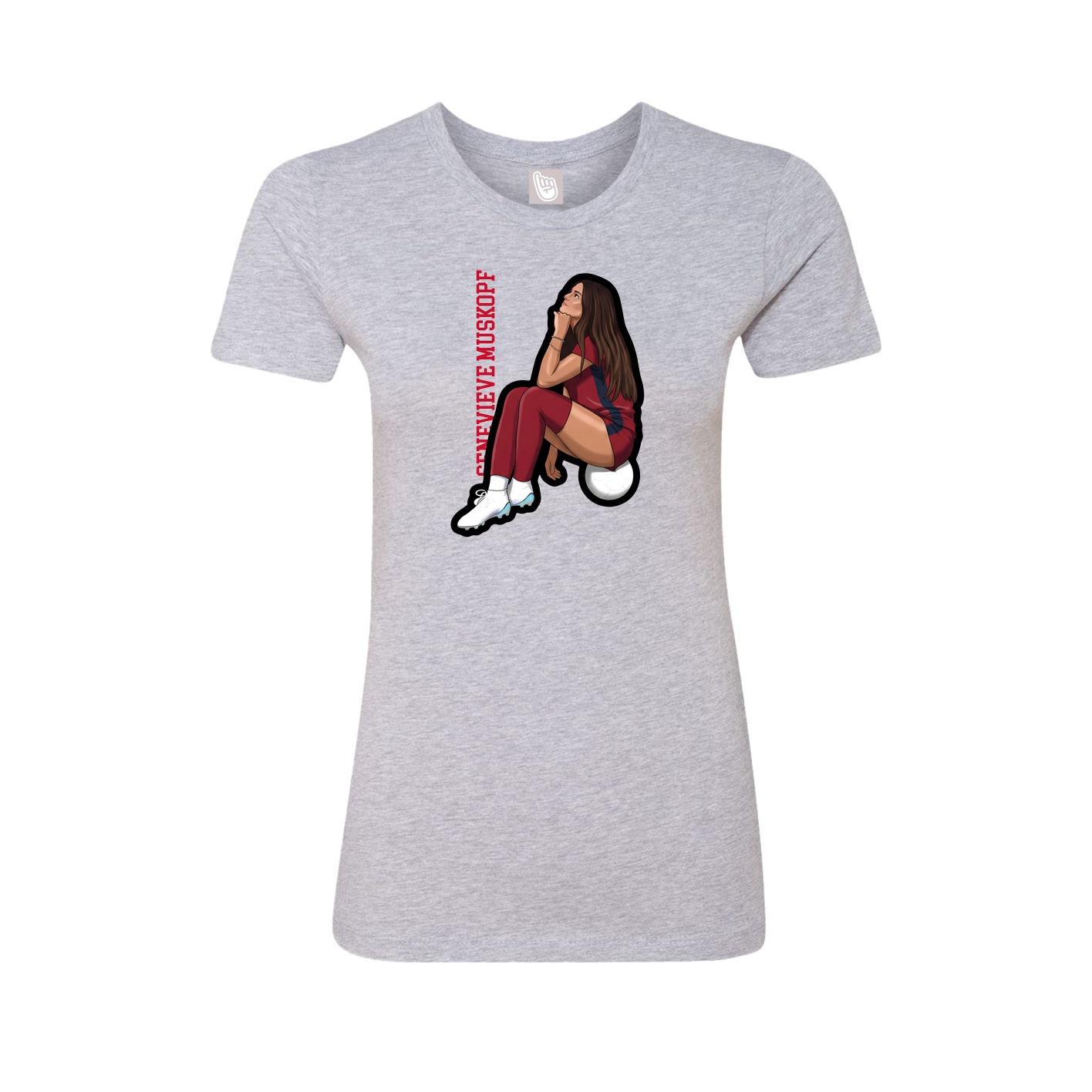 Fitted Women's Tee — Name Vertical in Grey