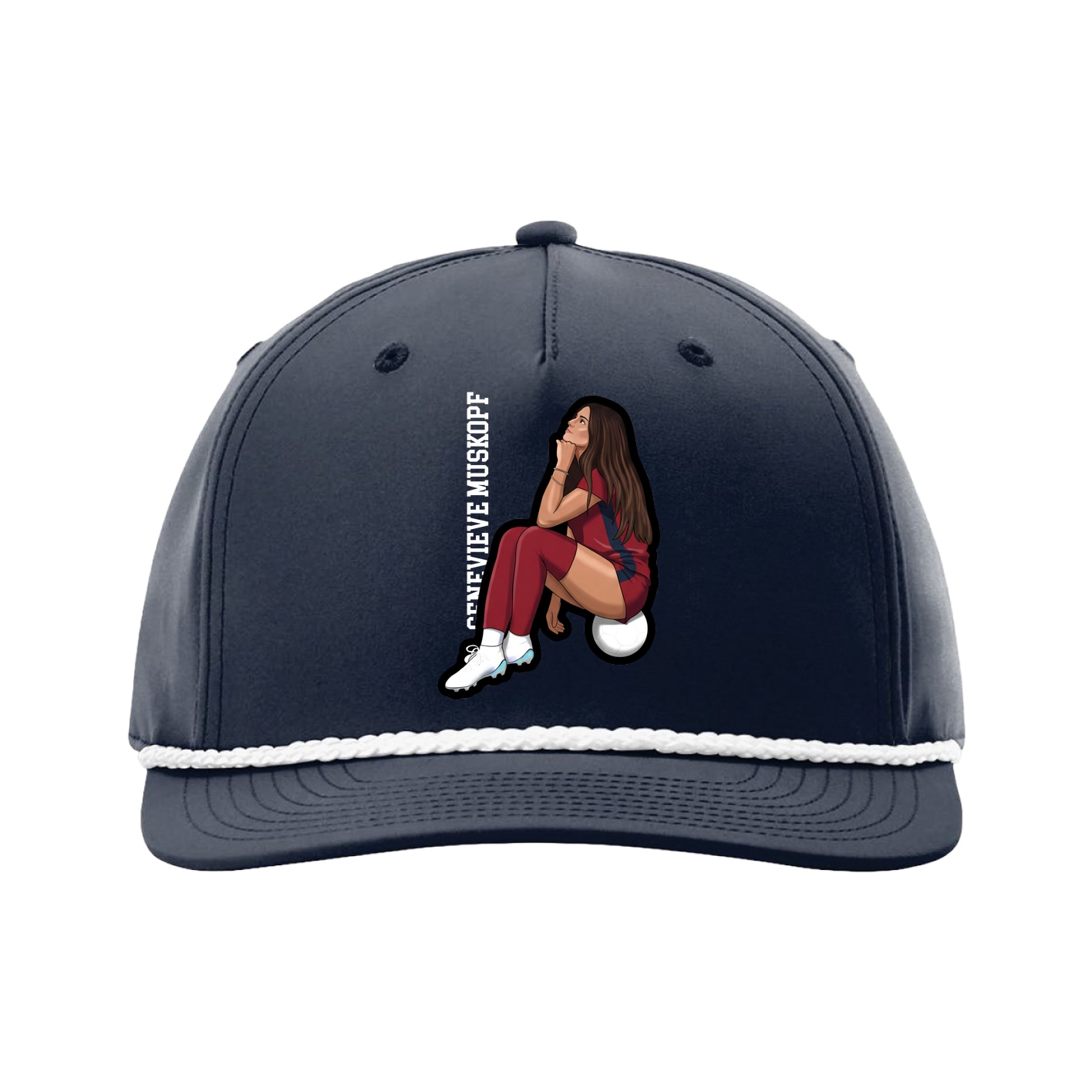 Five-Panel Classic Rope Cap — Name Vertical in Navy