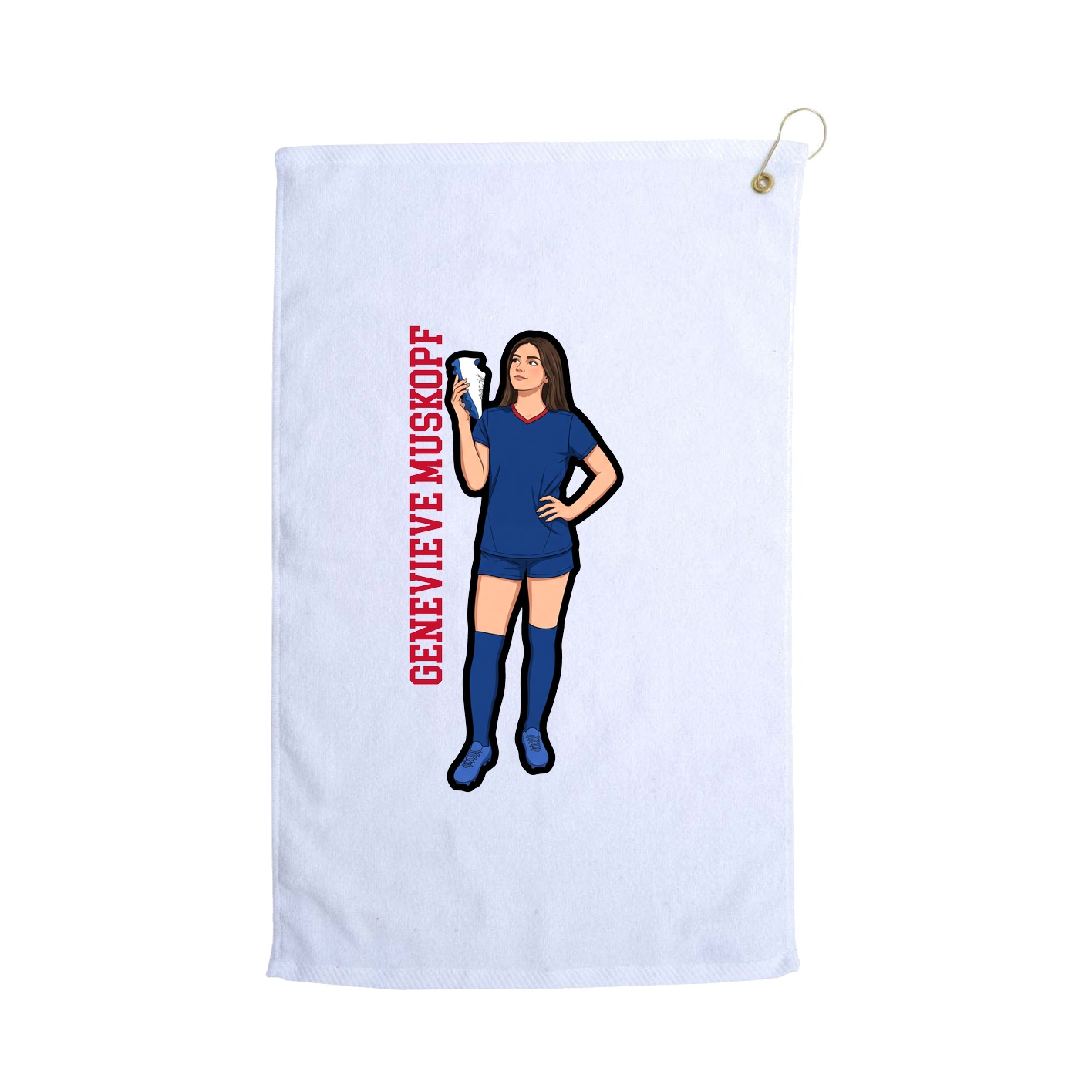 Golf Towel — Name Vertical in White