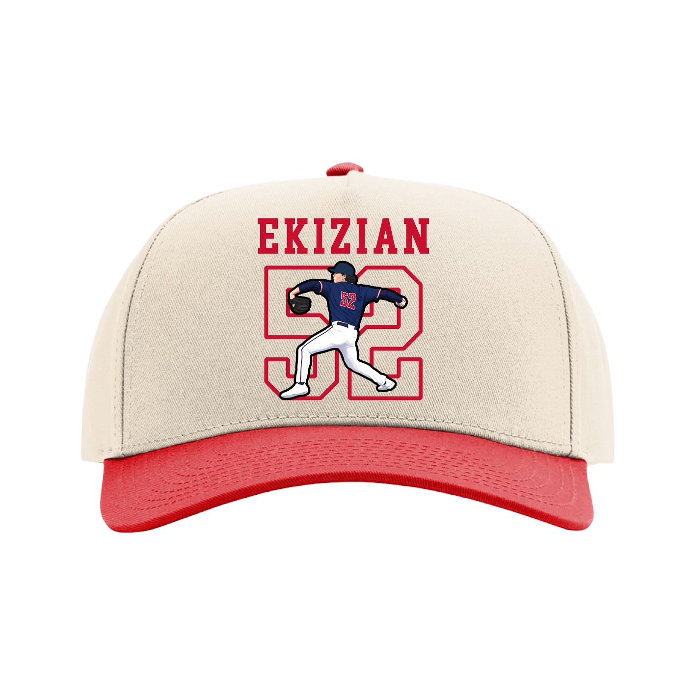 Full Fabric Five-Panel Champ Cap — Shirsey in Cream/Red