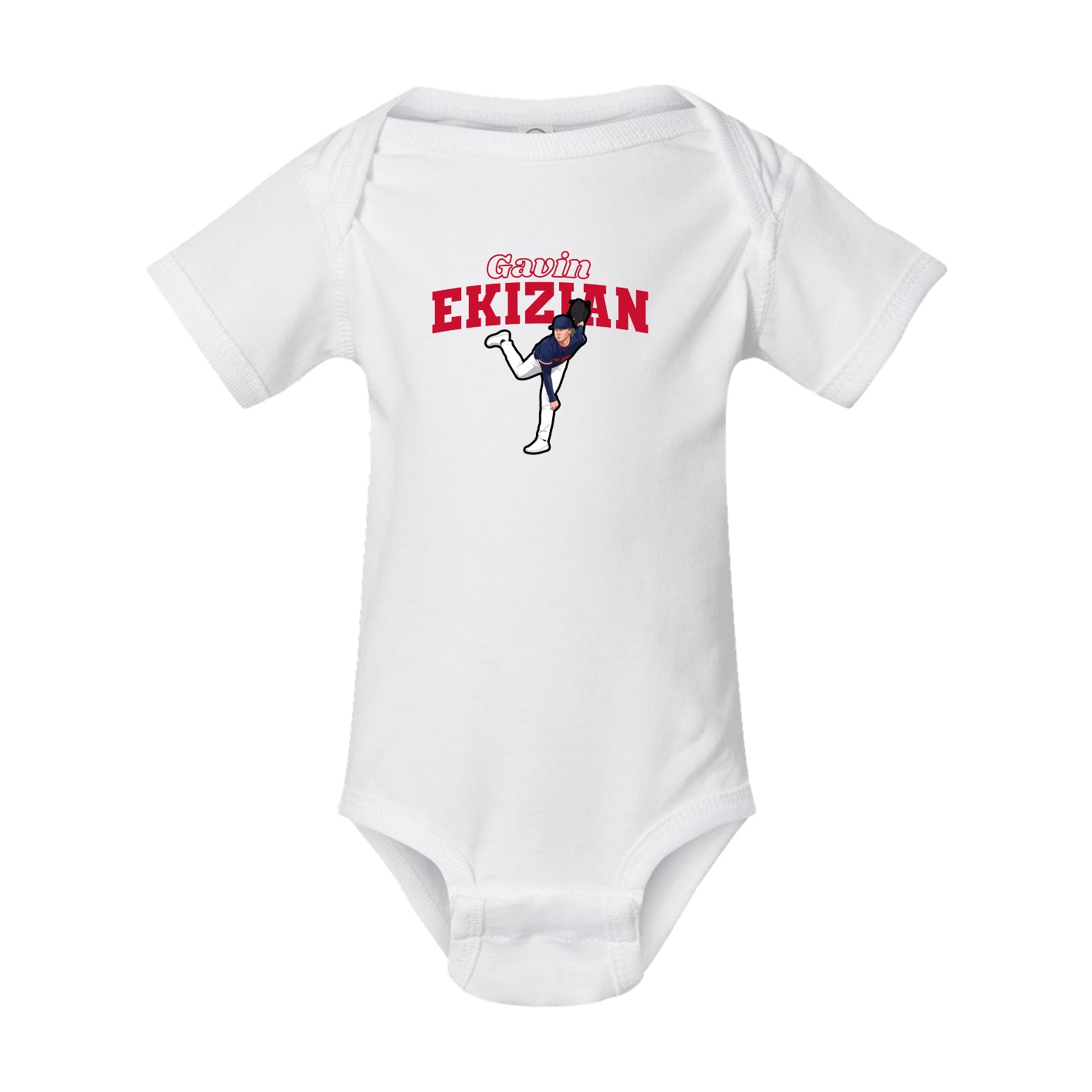 Baby Onesie — Name Arch in White