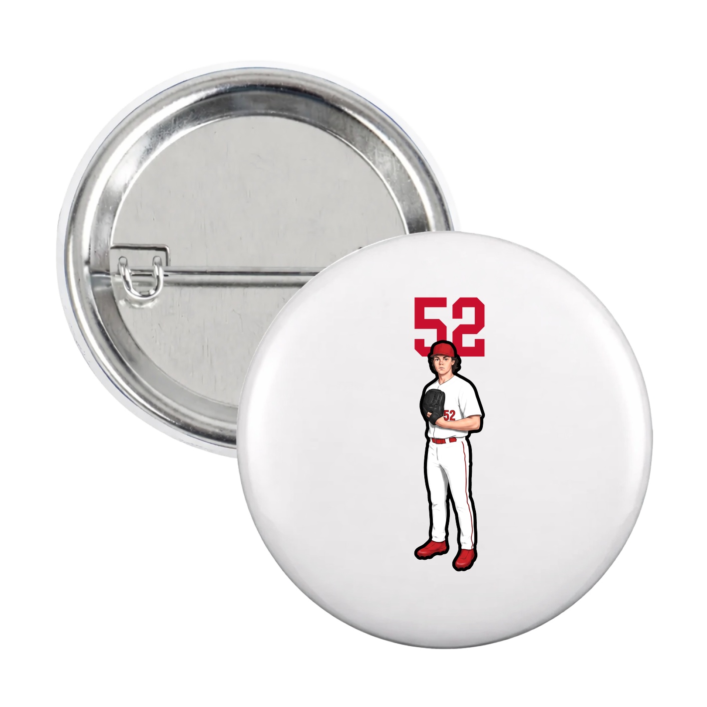 Game Day Button — Number Top in White