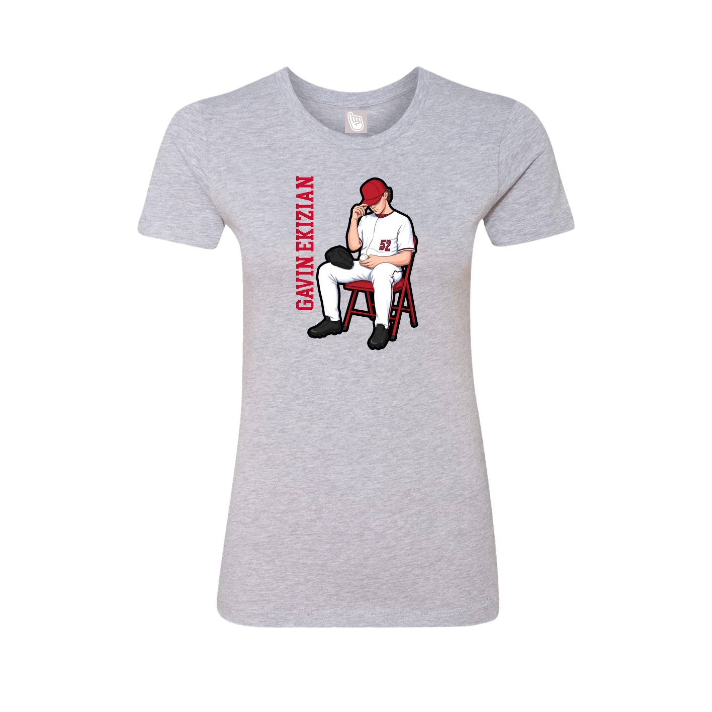 Fitted Women's Tee — Name Vertical in Grey
