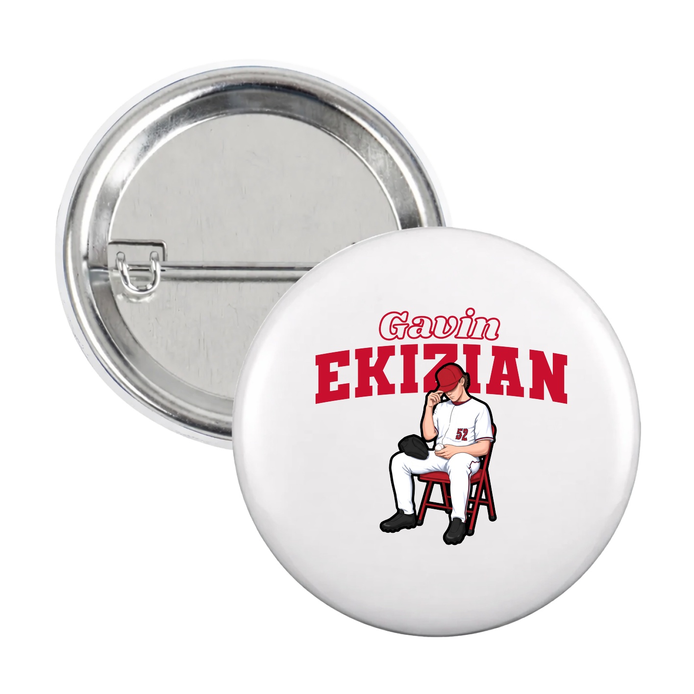 Game Day Button — Name Arch in White