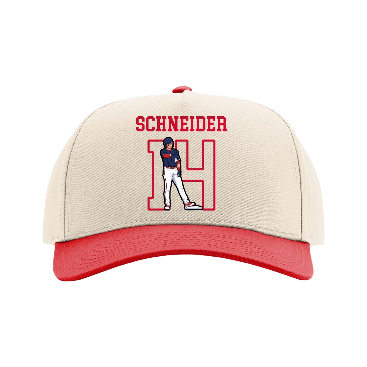 Full Fabric Five-Panel Champ Cap — Shirsey in Cream/Red