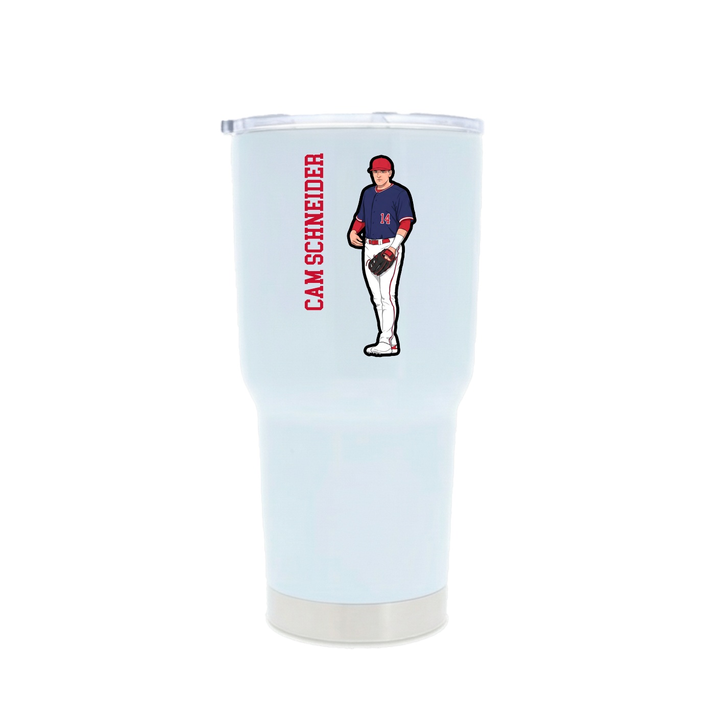 30oz Stainless Steel Tumbler — Name Vertical in White