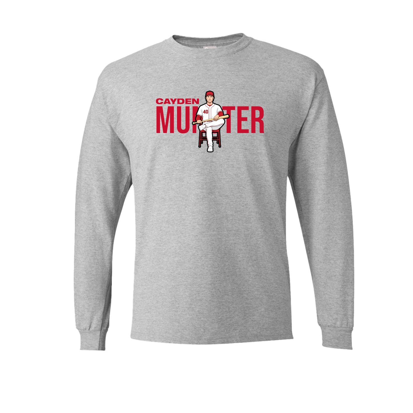 Long Sleeve Tee — Player Name in Grey