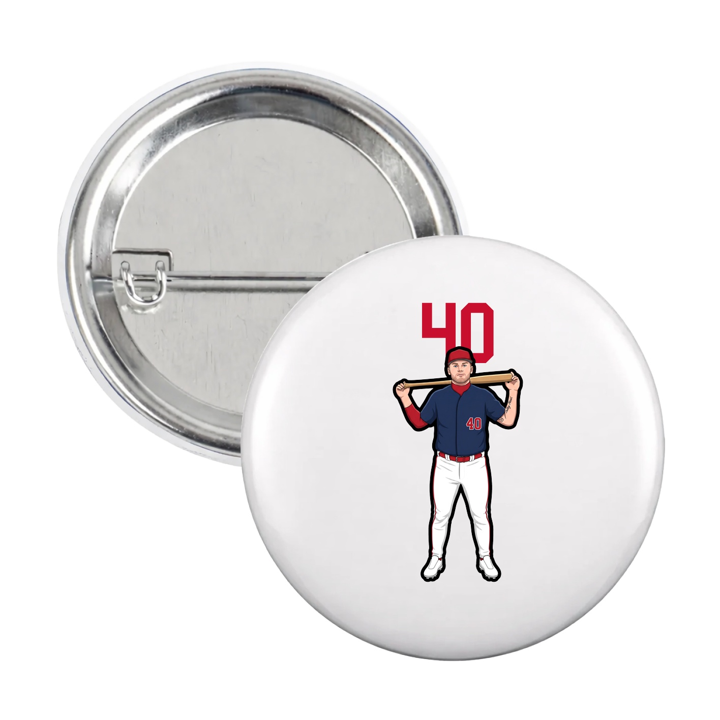 Game Day Button — Number Top in White