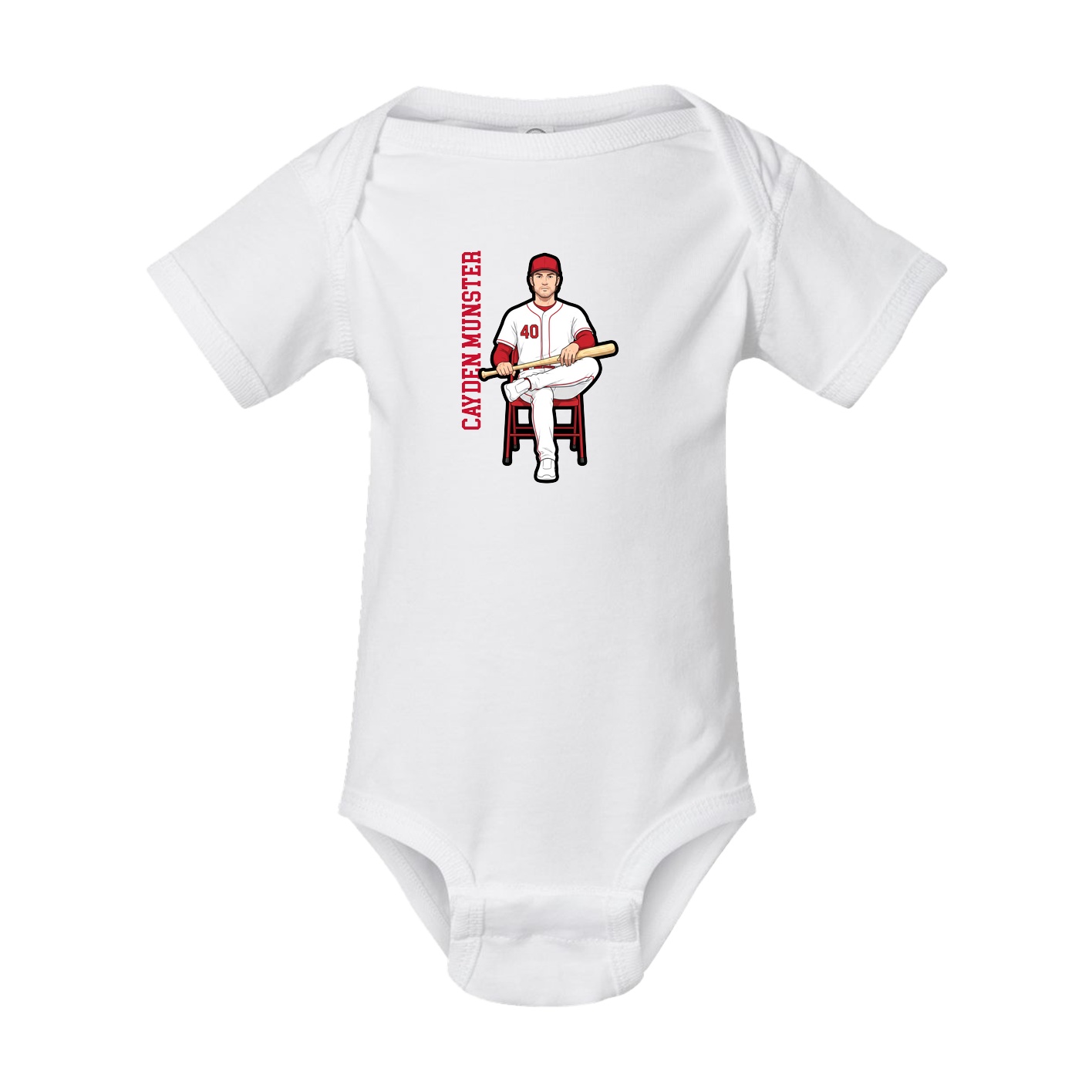 Baby Onesie — Name Vertical in White