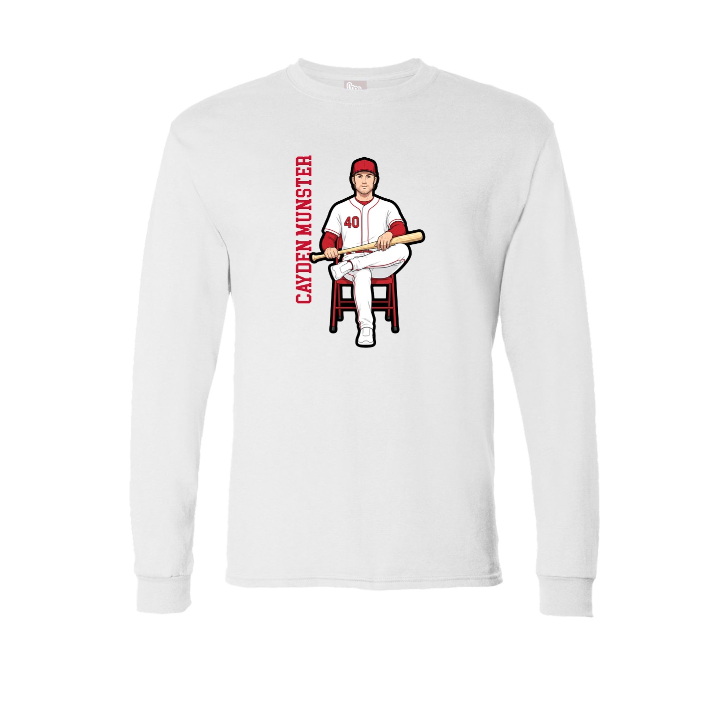 Long Sleeve Tee — Name Vertical in White