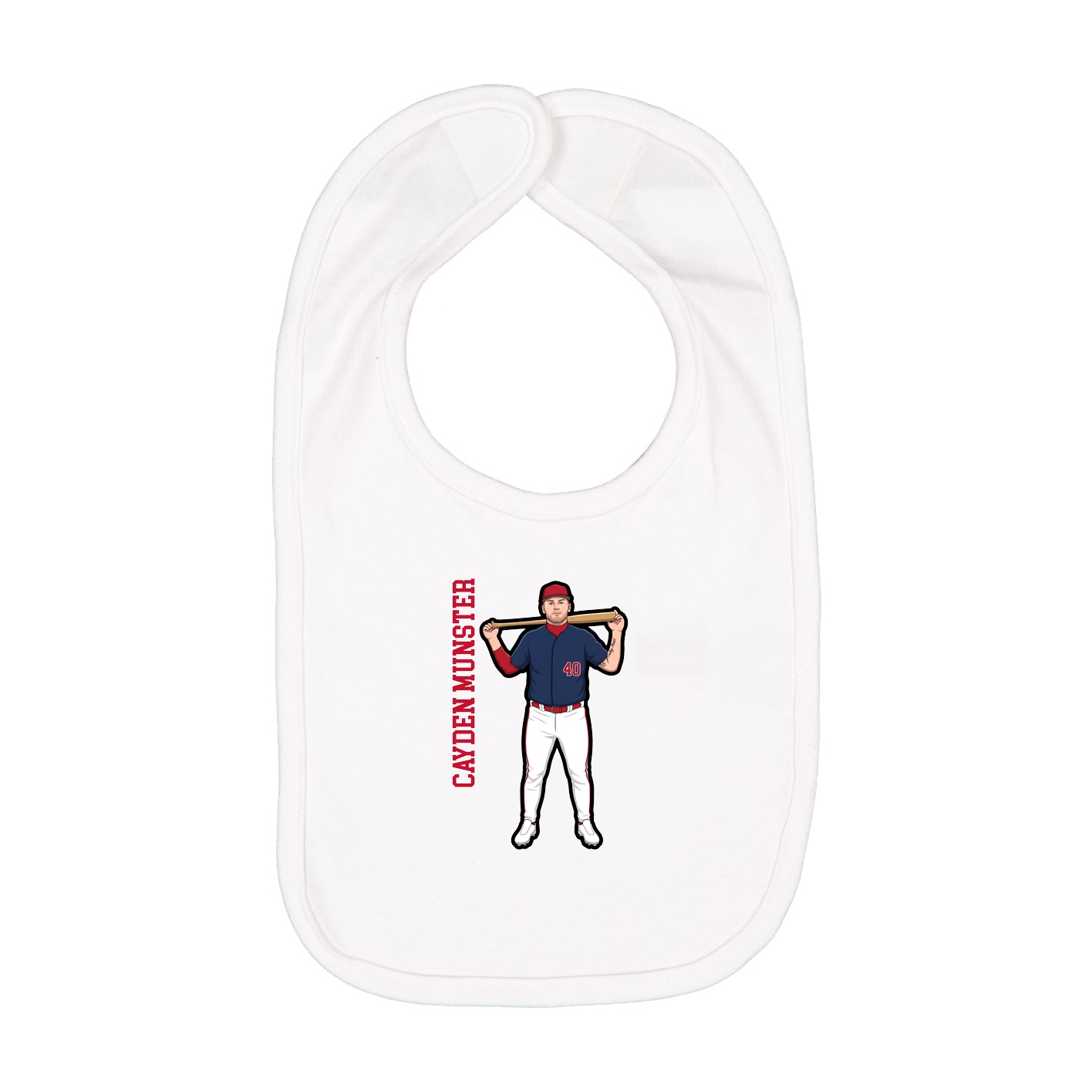 Infant Bib — Name Vertical in White