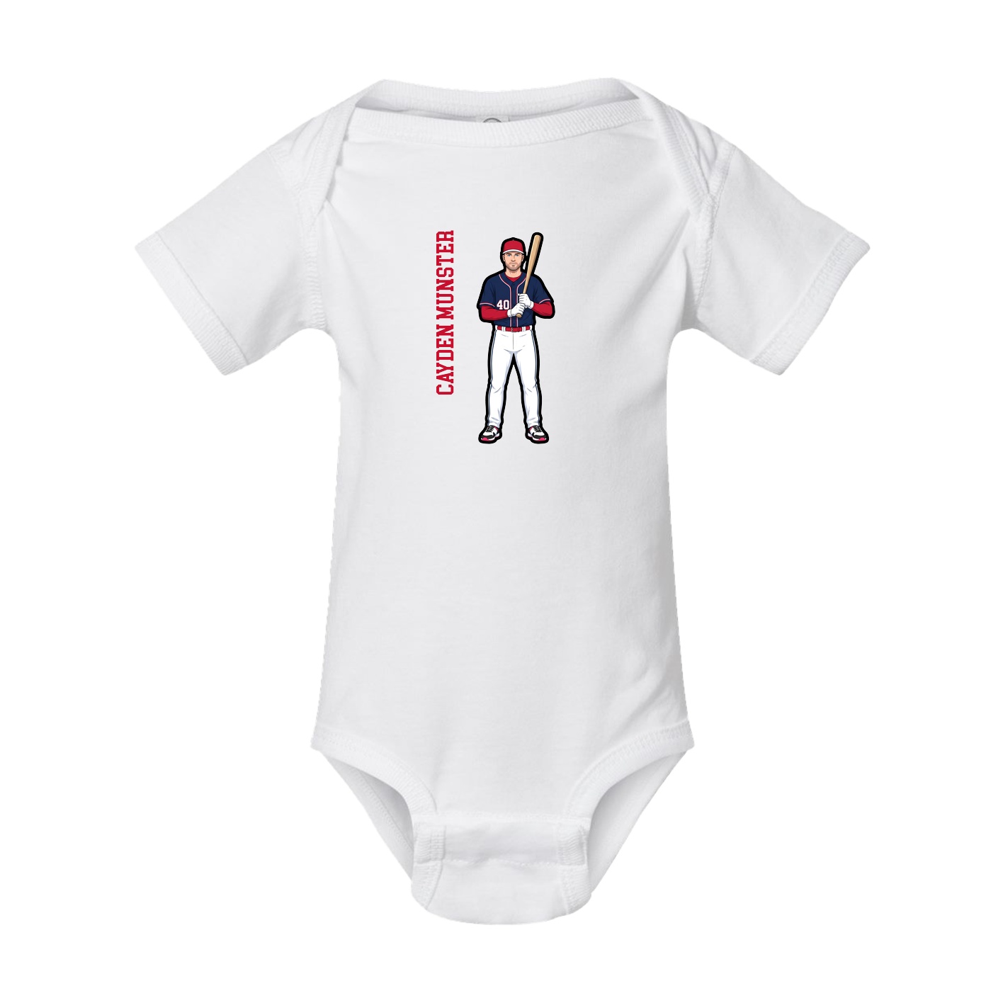 Baby Onesie — Name Vertical in White