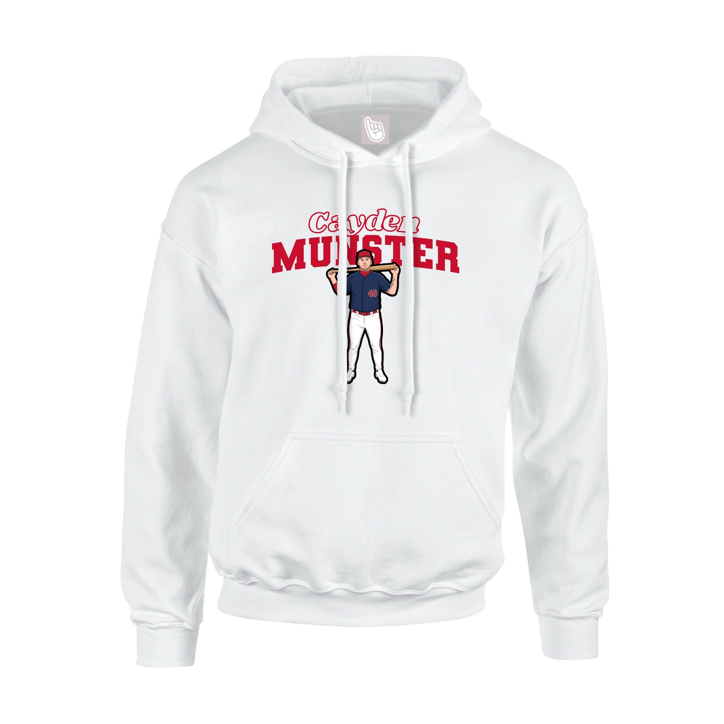 Youth Hoodie — Name Arch in White