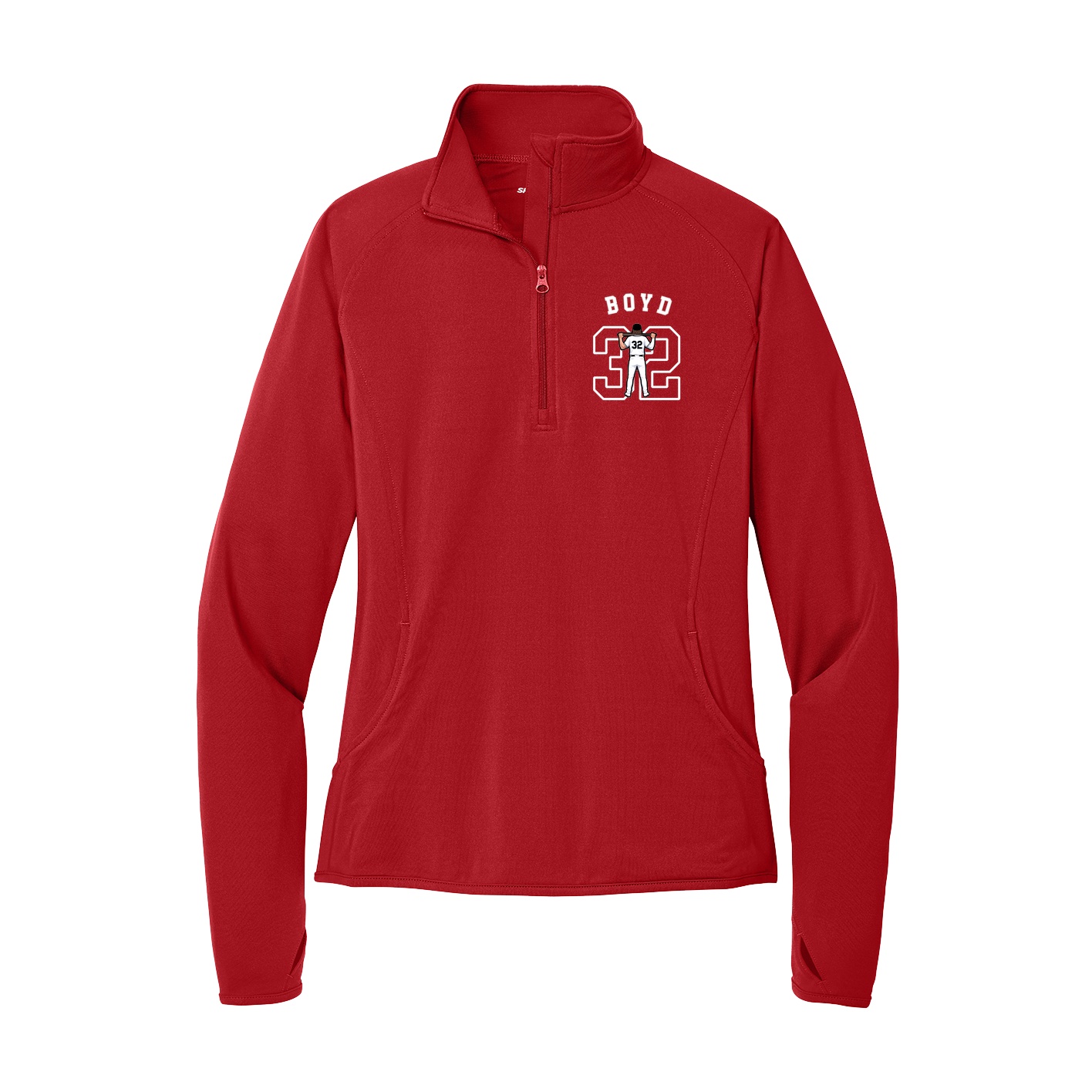 Women's Q-Zip Pullover — Shirsey Arch in Red