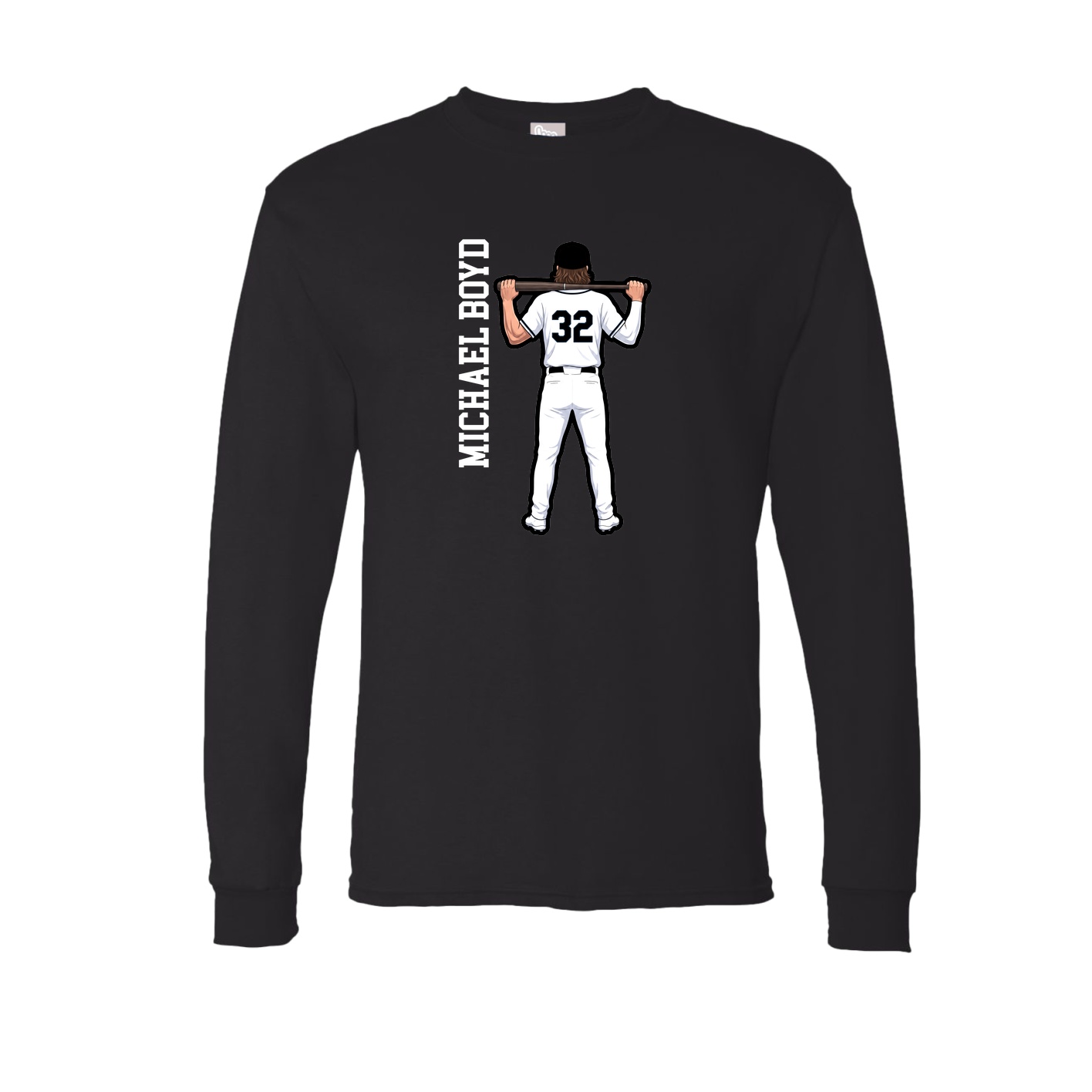 Long Sleeve Tee — Name Vertical in Black