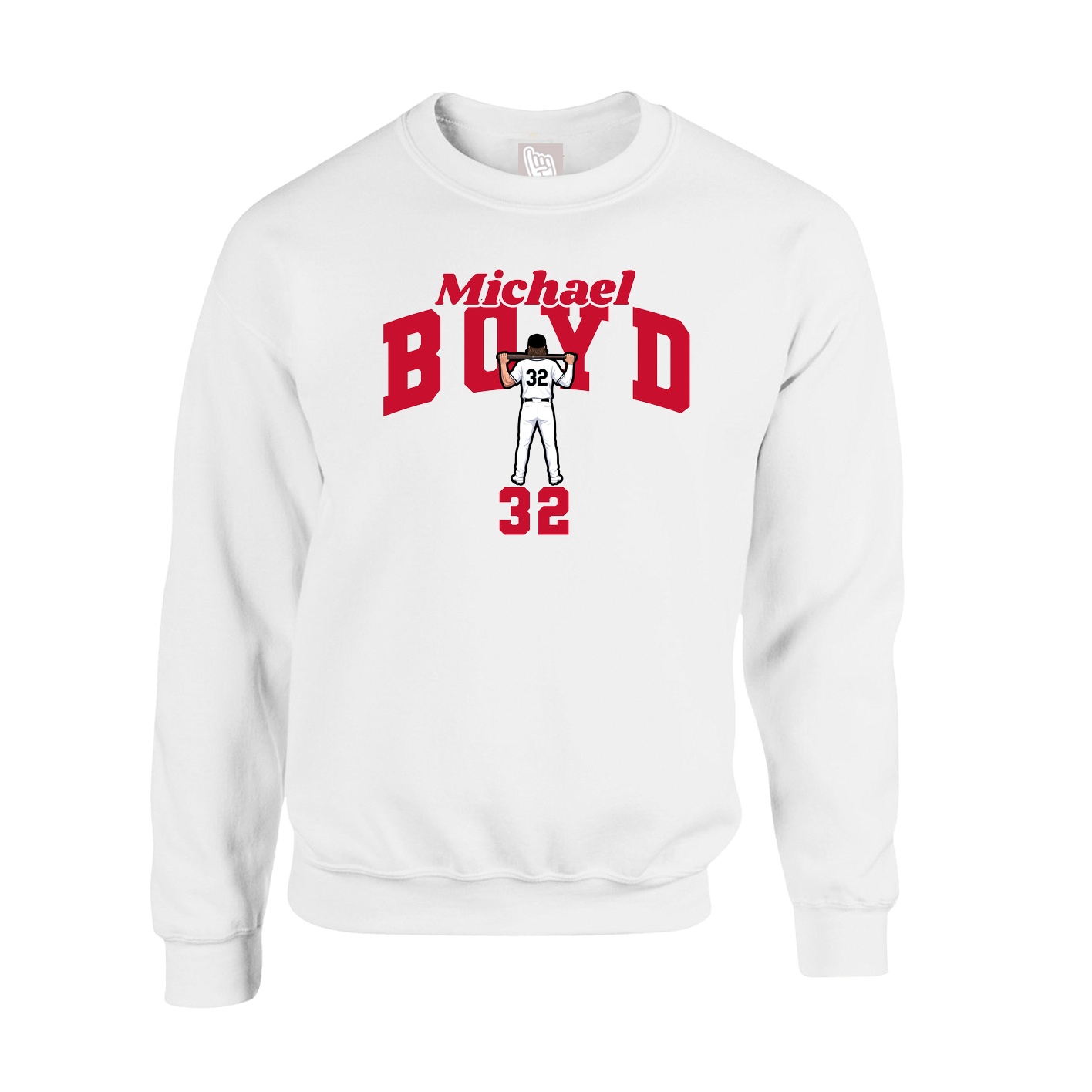 Fleece Crew — Signature Arch in White