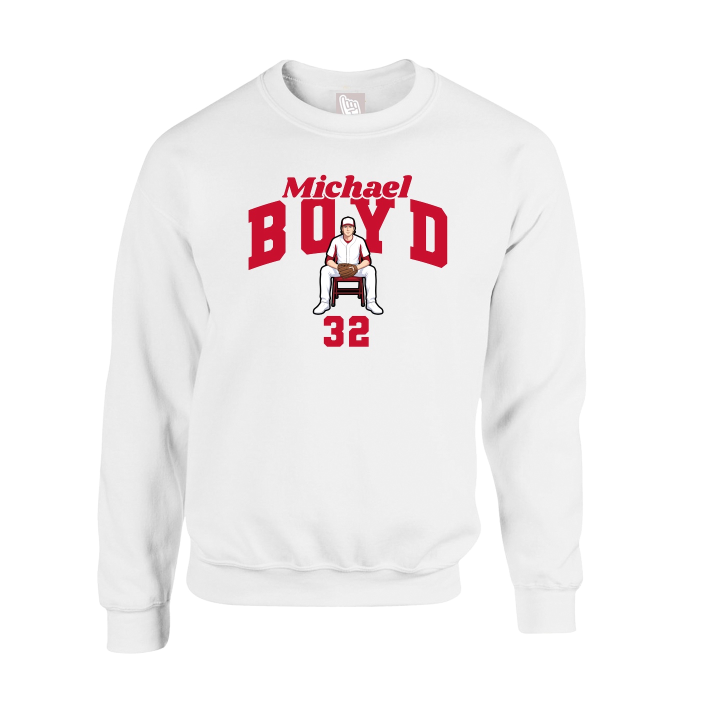 Fleece Crew — Signature Arch in White