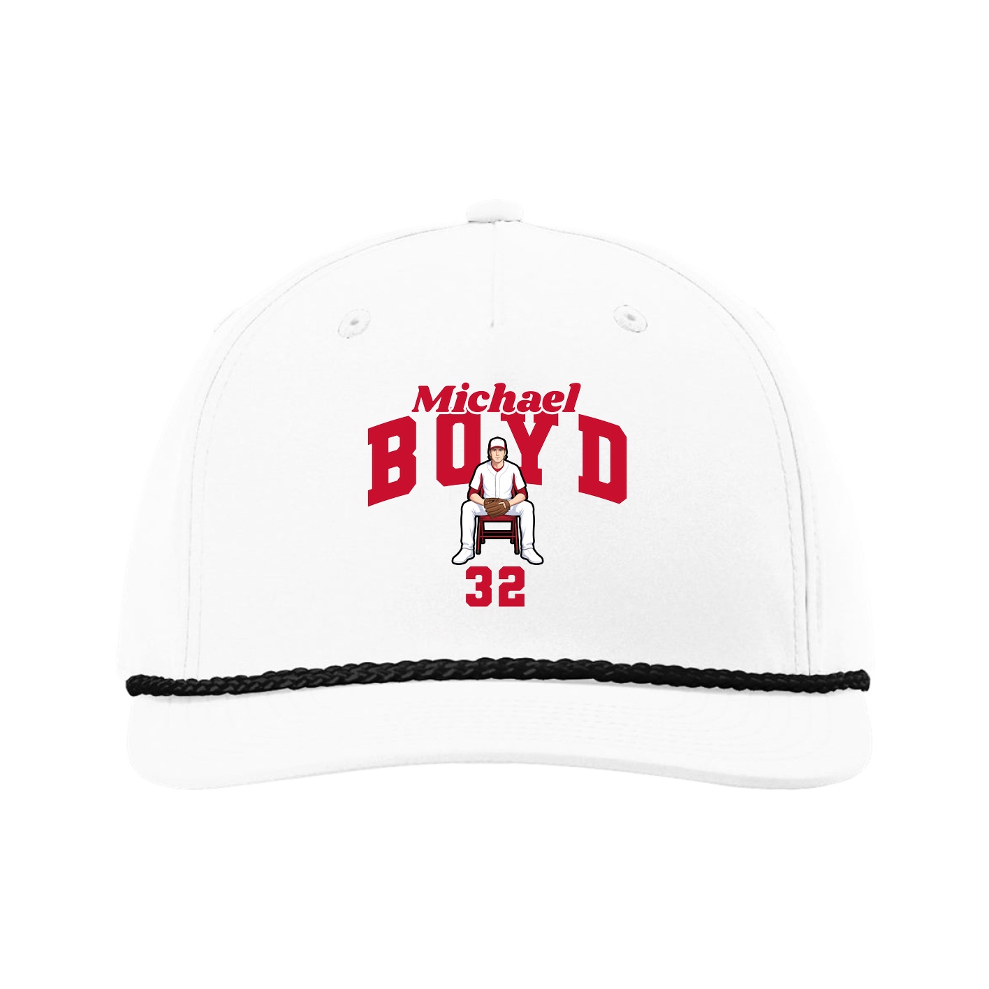 Five-Panel Classic Rope Cap — Signature Arch in White