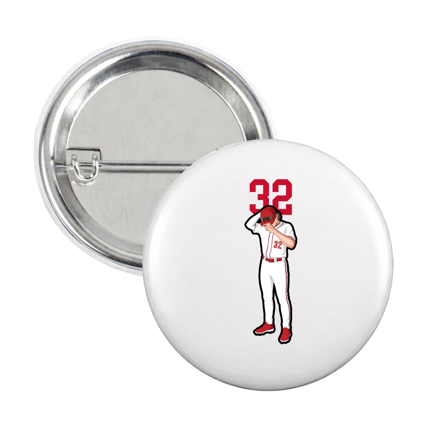 Game Day Button — Number Top in White