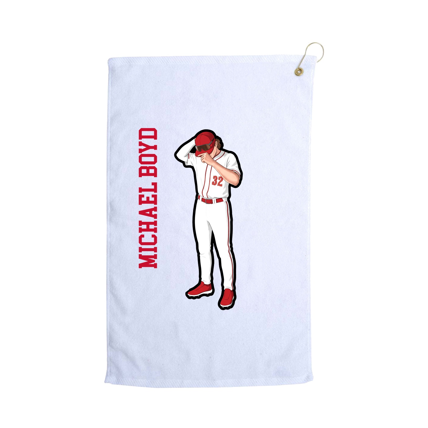 Golf Towel — Name Vertical in White