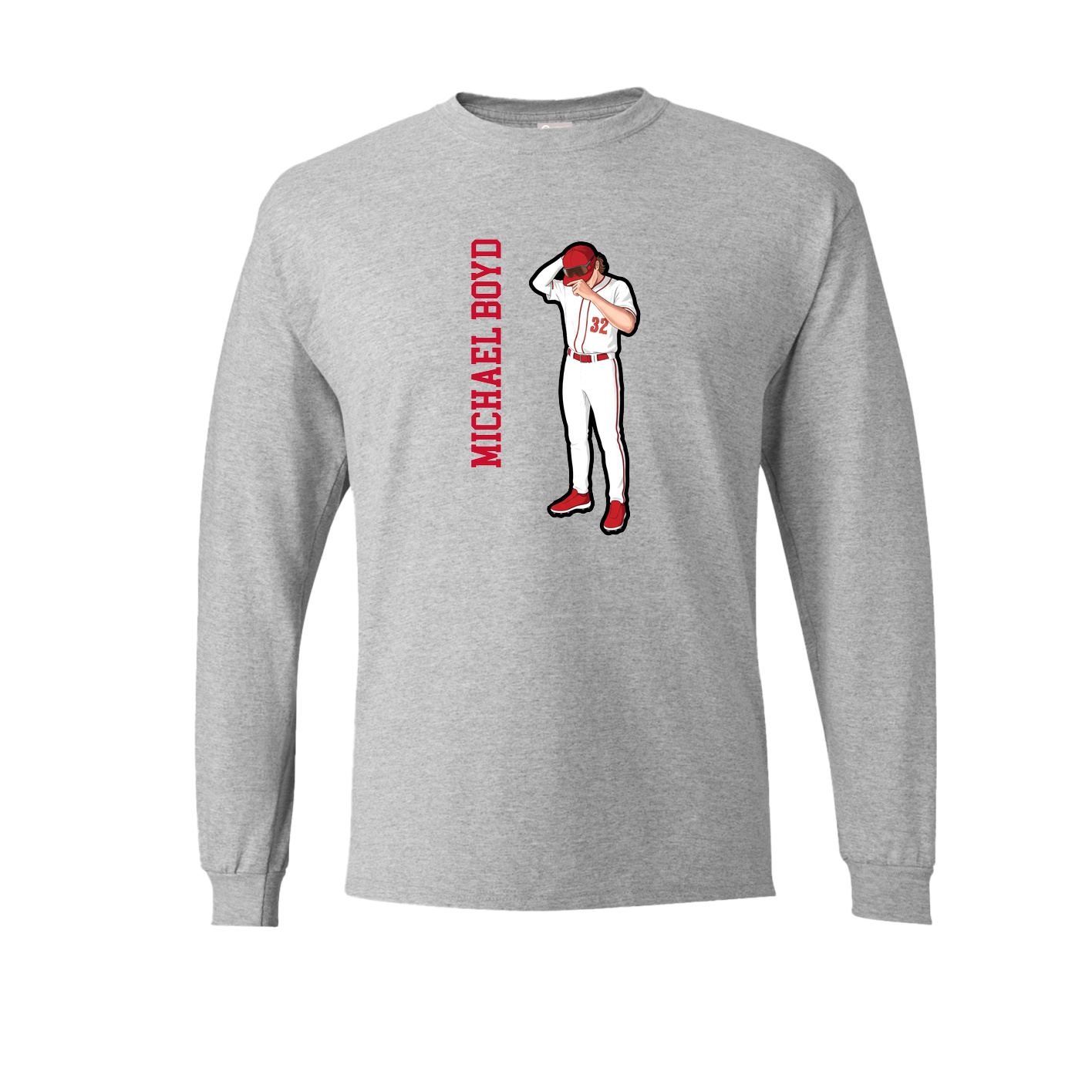 Long Sleeve Tee — Name Vertical in Grey