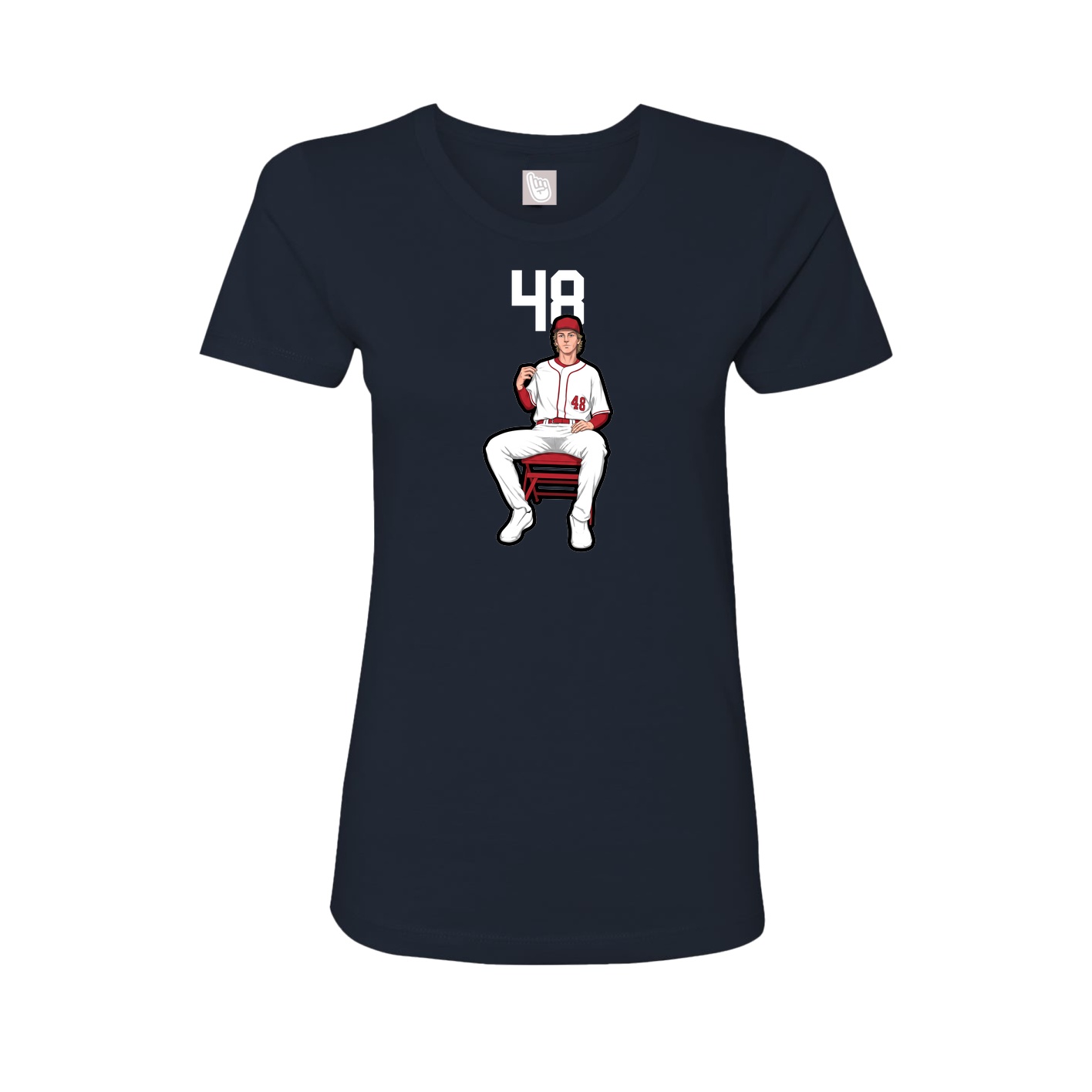 Fitted Women's Tee — Number Top in Navy