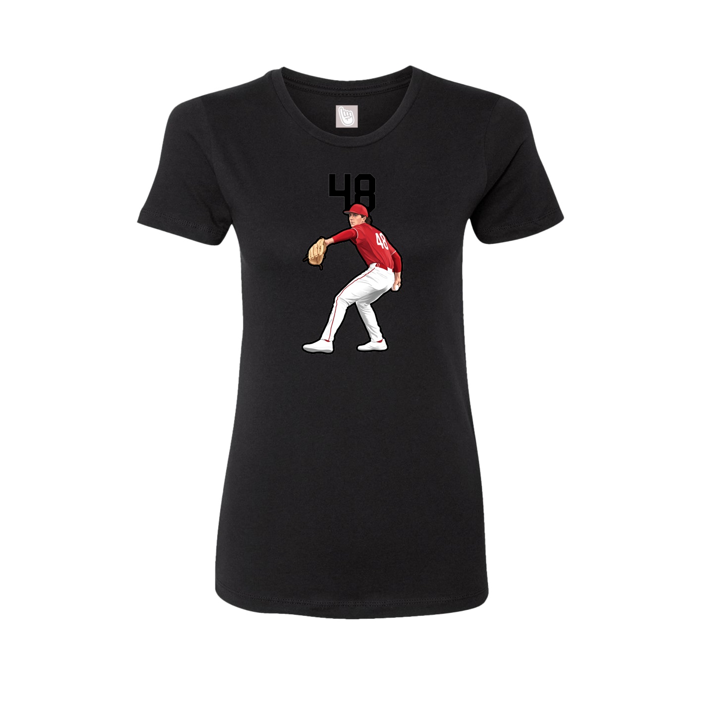 Fitted Women's Tee — Number Top in Black