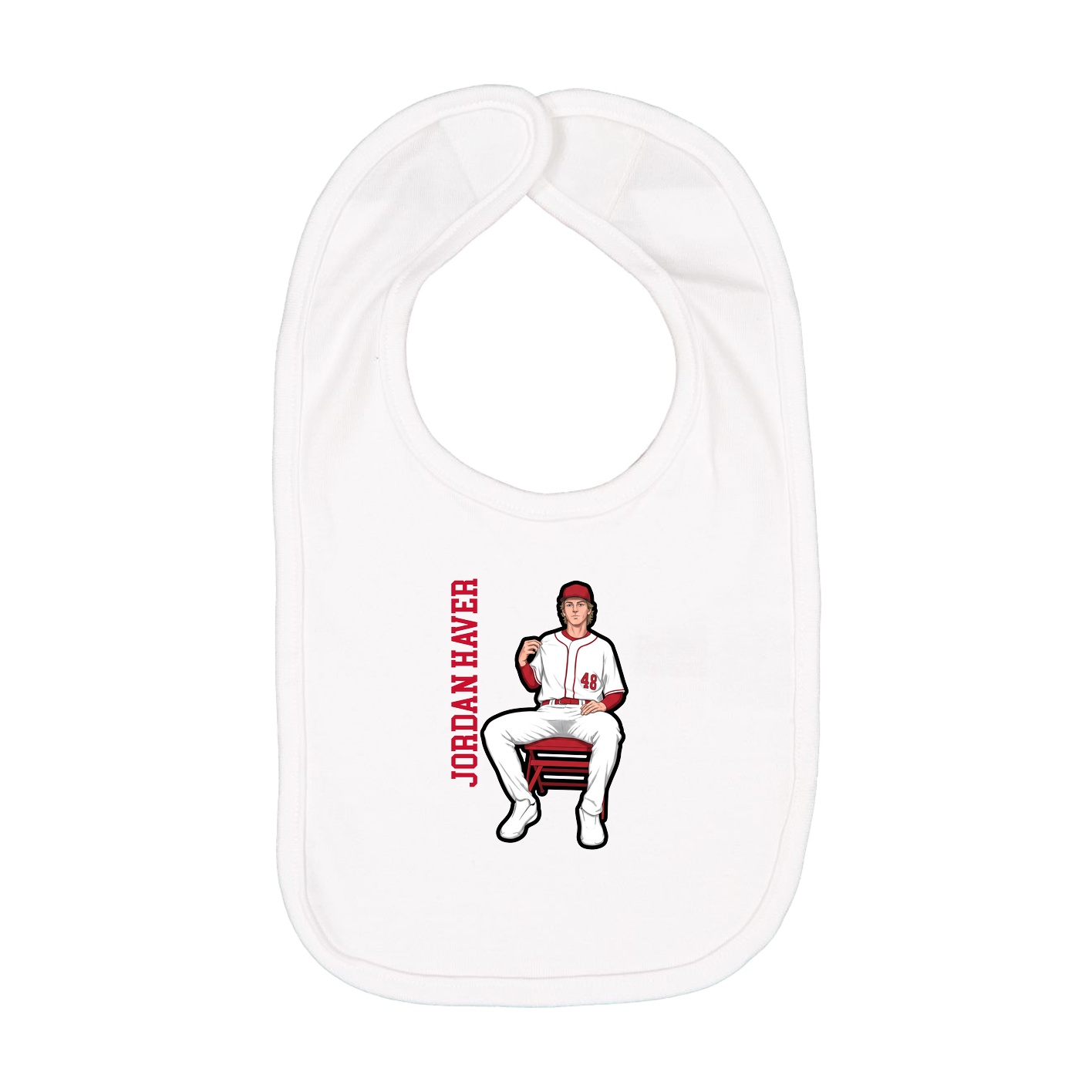 Infant Bib — Name Vertical in White