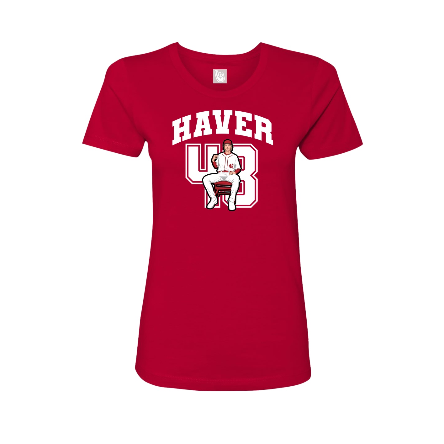 Fitted Women's Tee — Number in Red