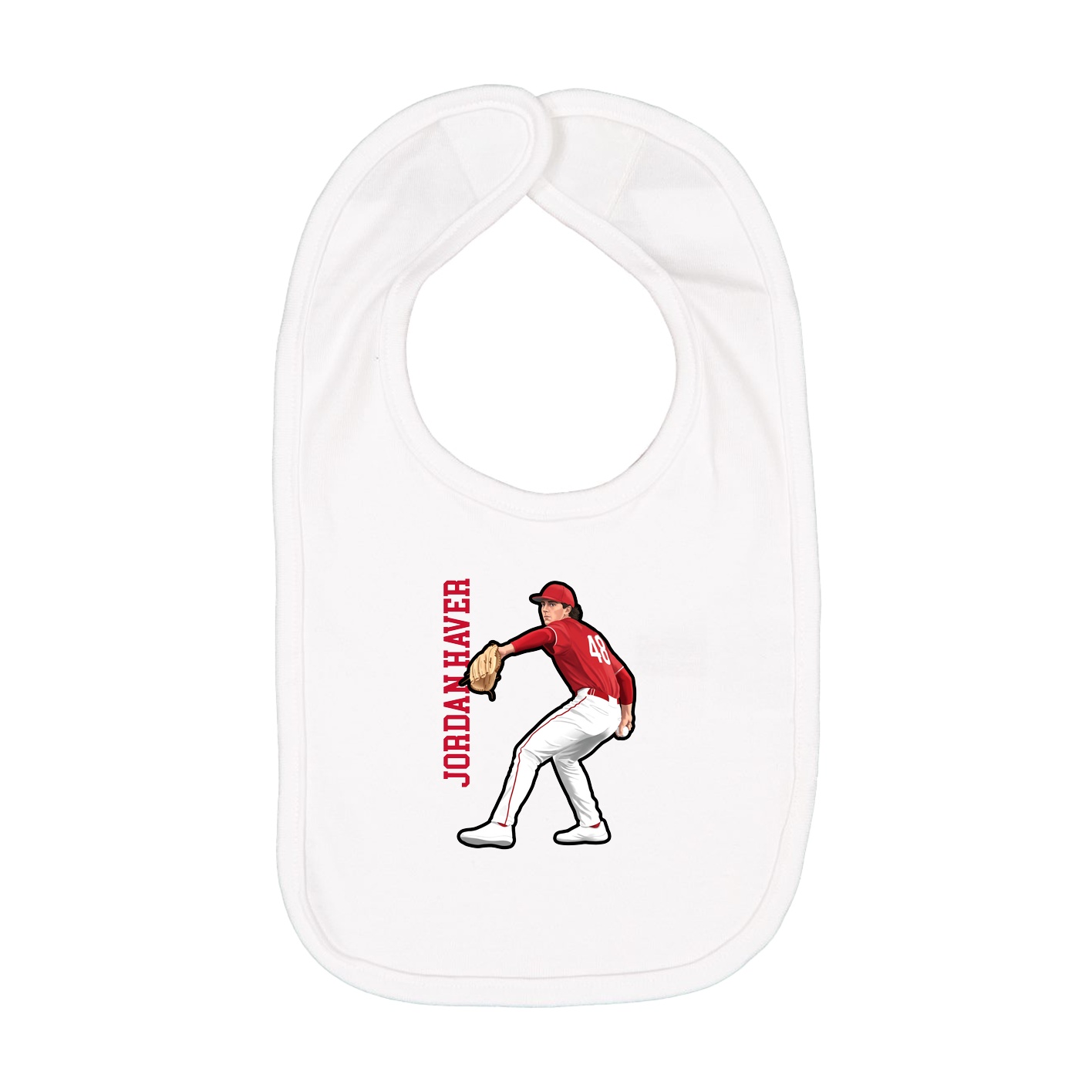 Infant Bib — Name Vertical in White