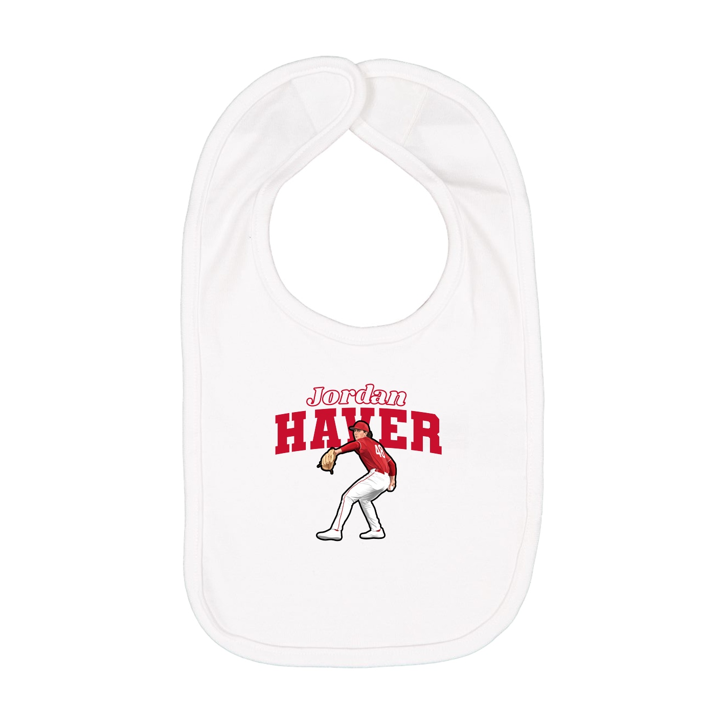 Infant Bib — Name Arch in White