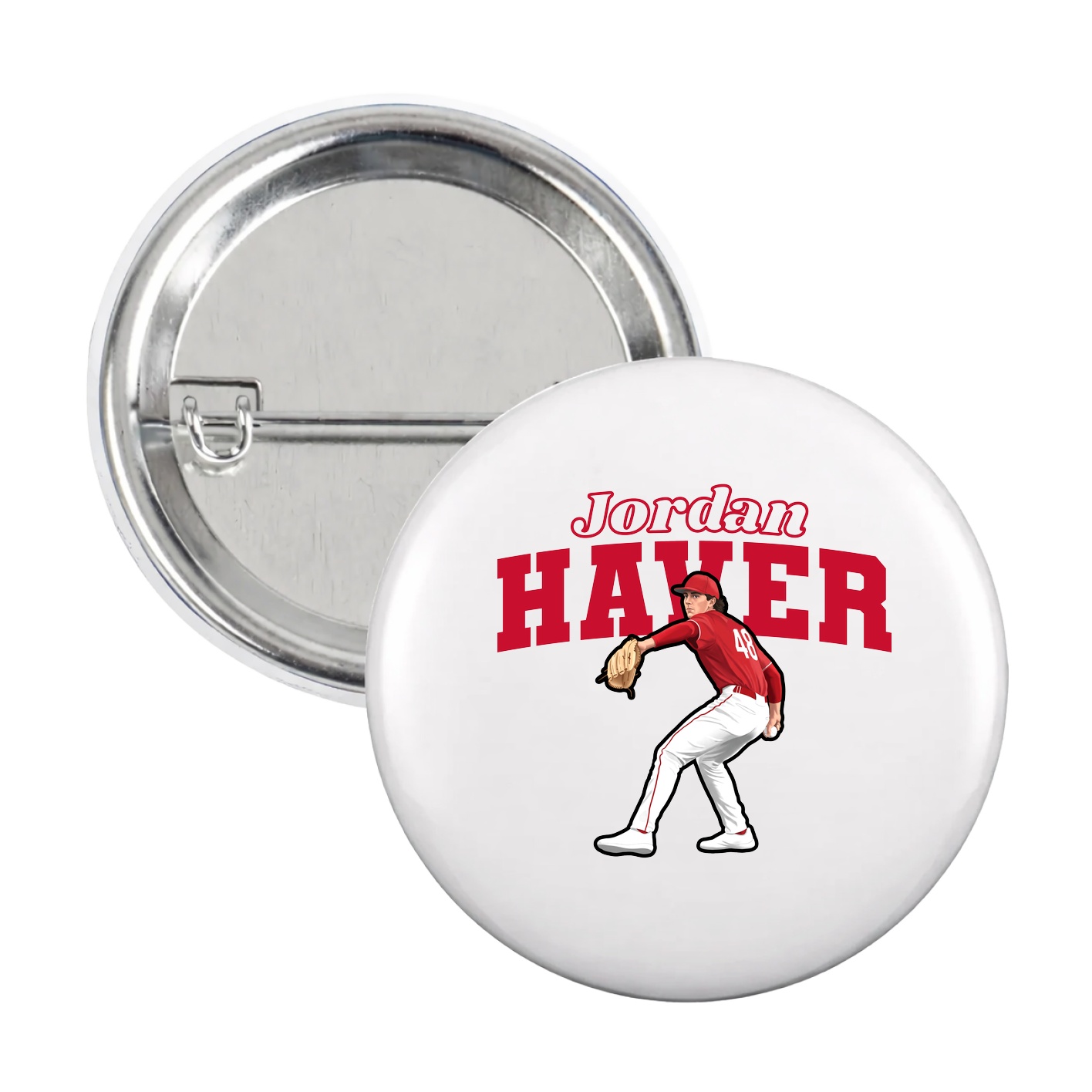 Game Day Button — Name Arch in White