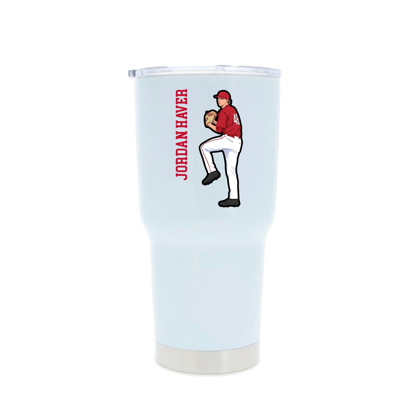 30oz Stainless Steel Tumbler — Name Vertical in White
