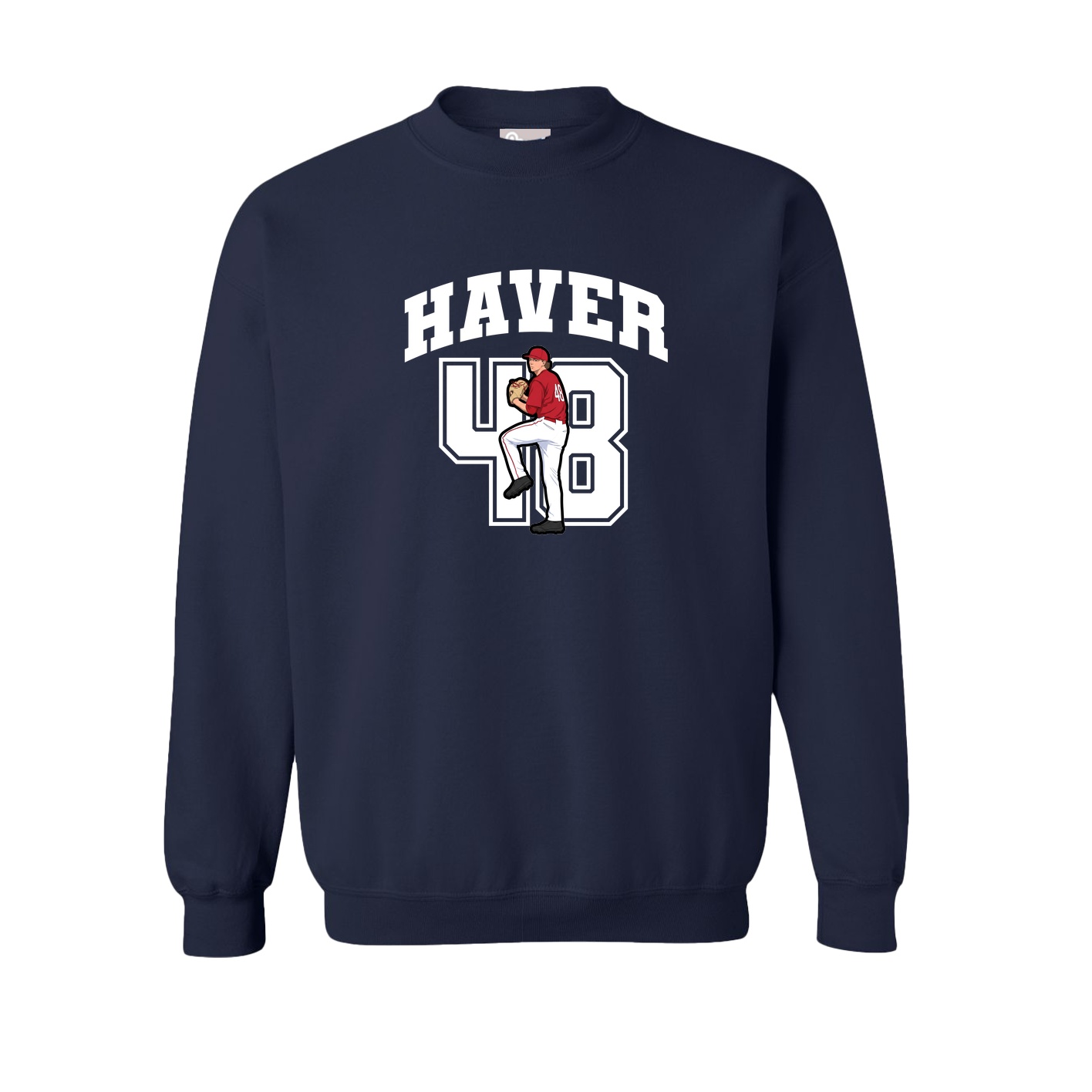Fleece Crew — Number in Navy