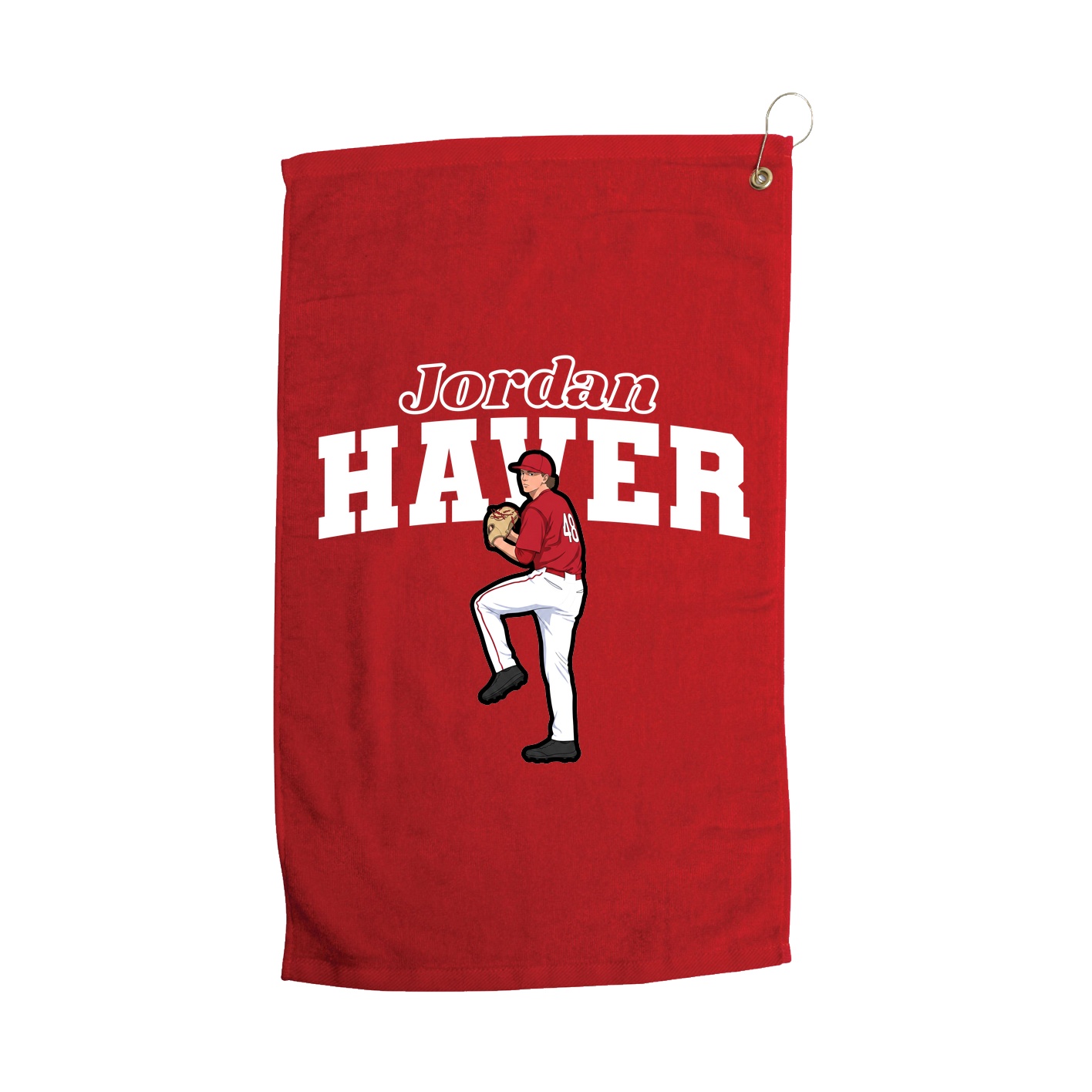 Golf Towel — Name Arch in Red