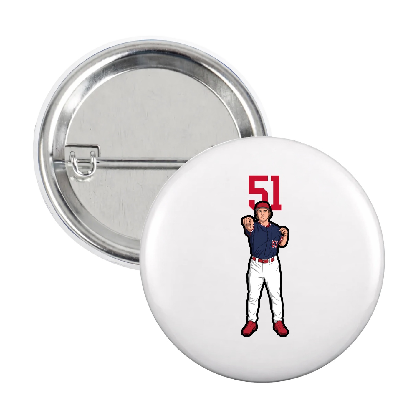 Game Day Button — Number Top in White