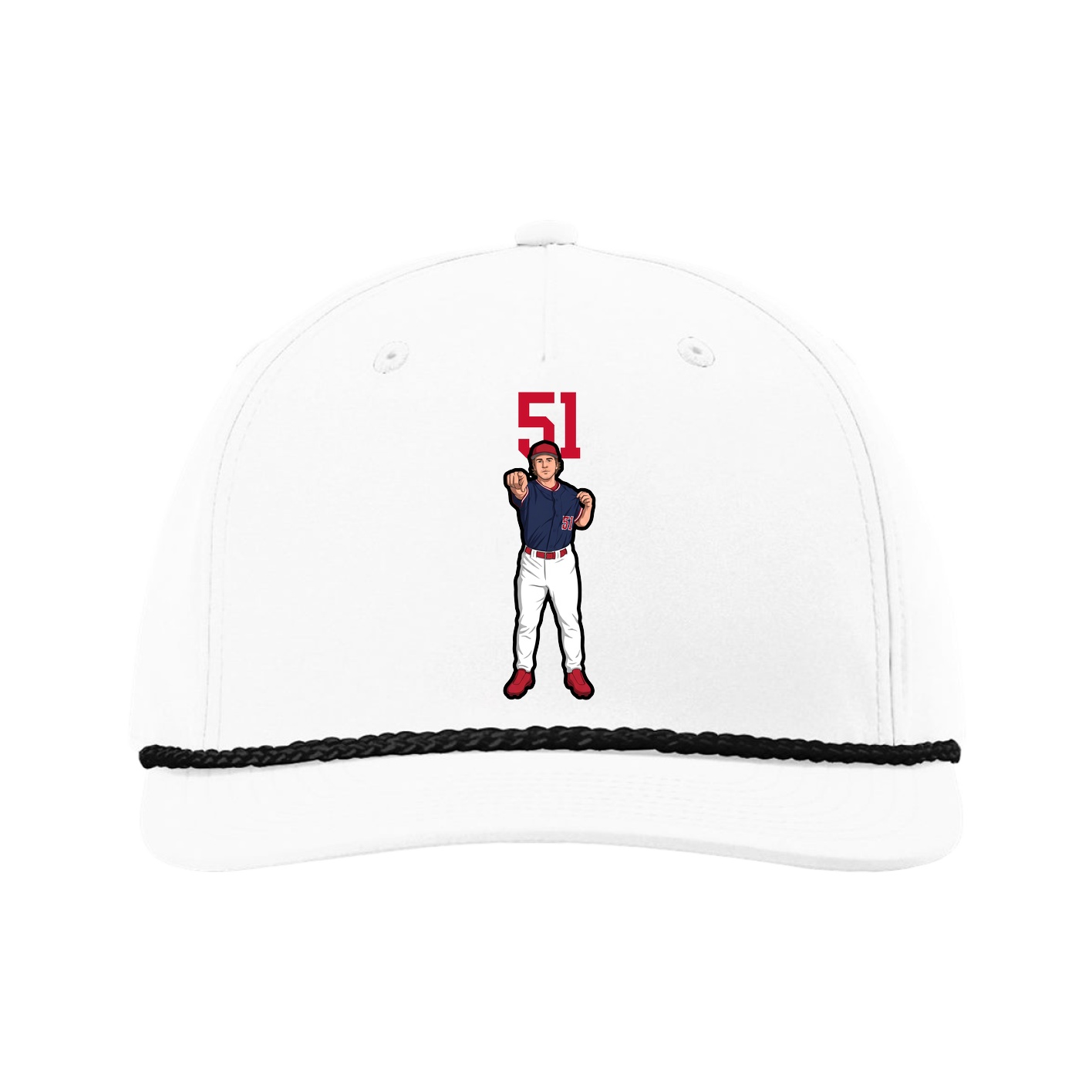 Five-Panel Classic Rope Cap — Number Top in White