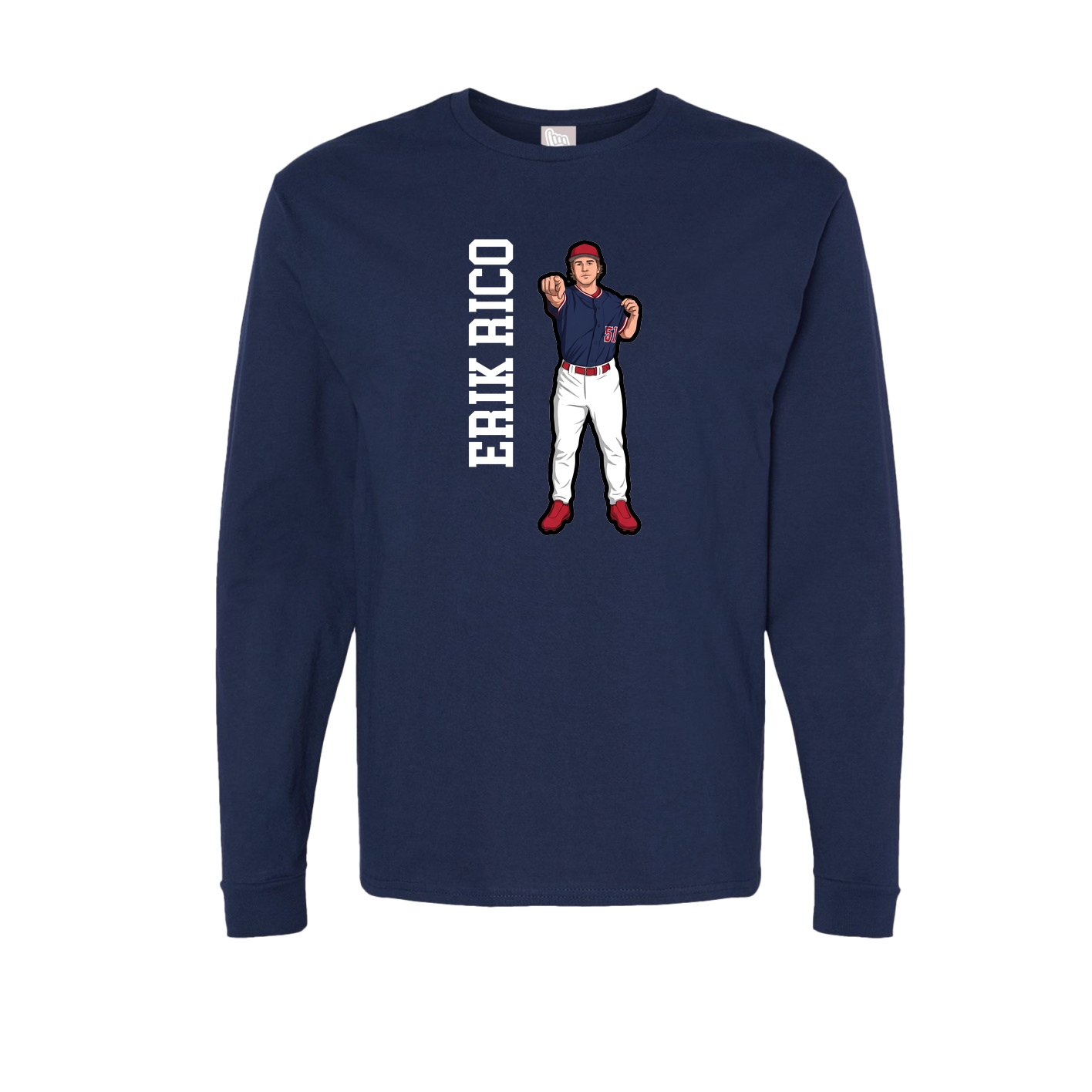 Long Sleeve Tee — Name Vertical in Navy