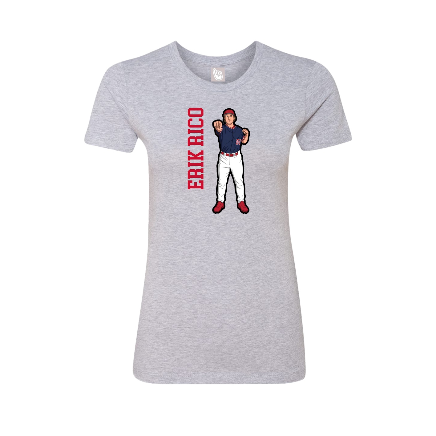 Fitted Women's Tee — Name Vertical in Grey