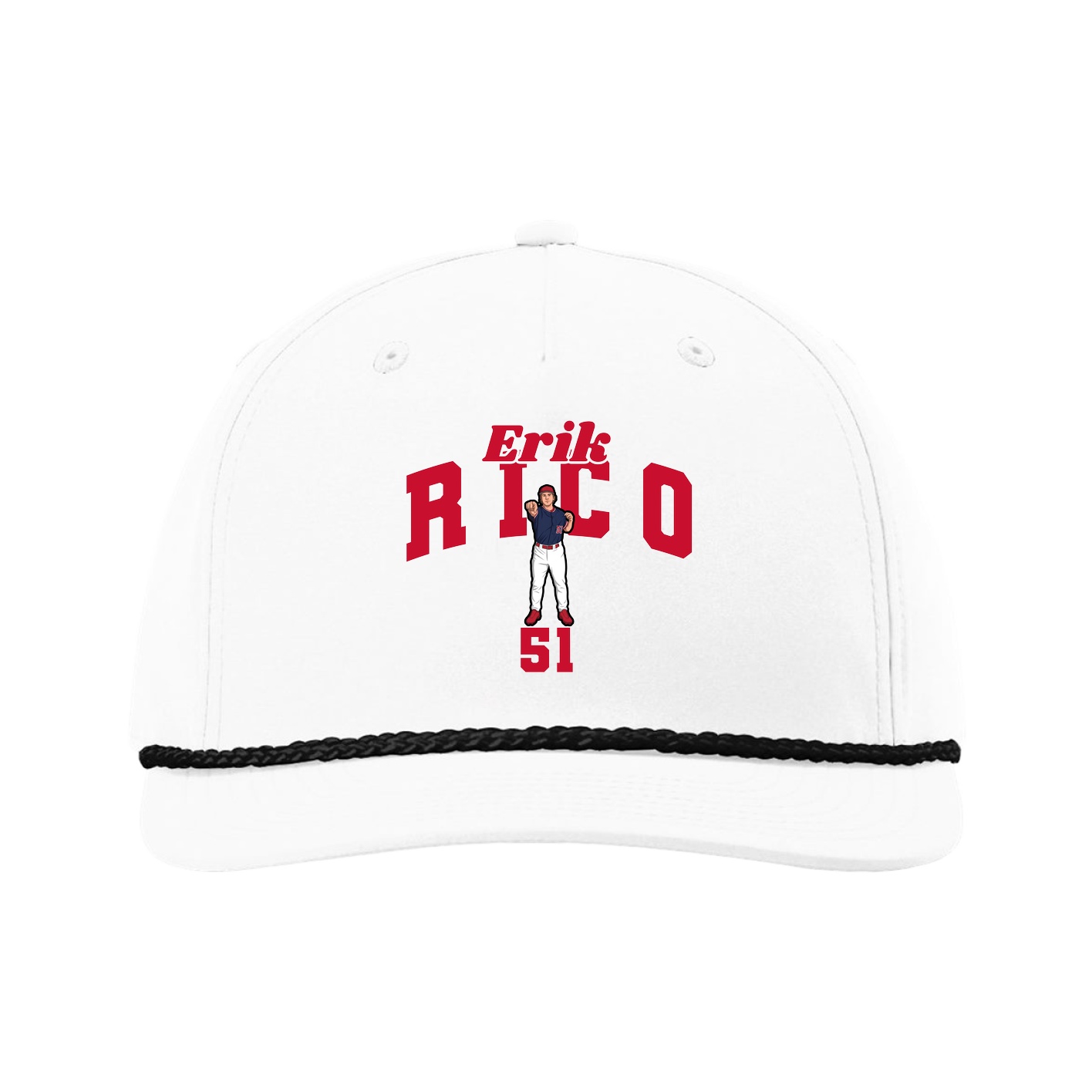 Five-Panel Classic Rope Cap — Signature Arch in White